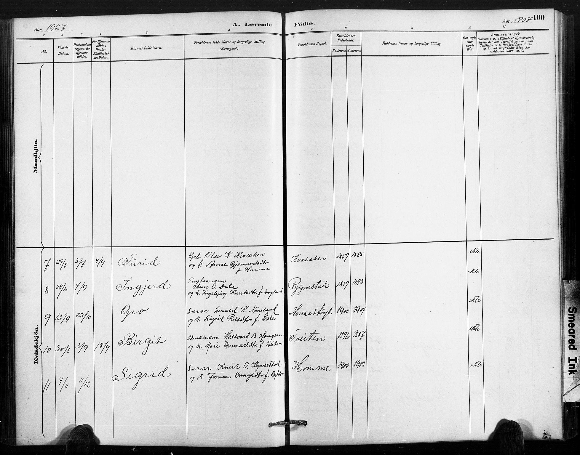 Valle sokneprestkontor, SAK/1111-0044/F/Fb/Fbc/L0004: Parish register (copy) no. B 4, 1890-1928, p. 100