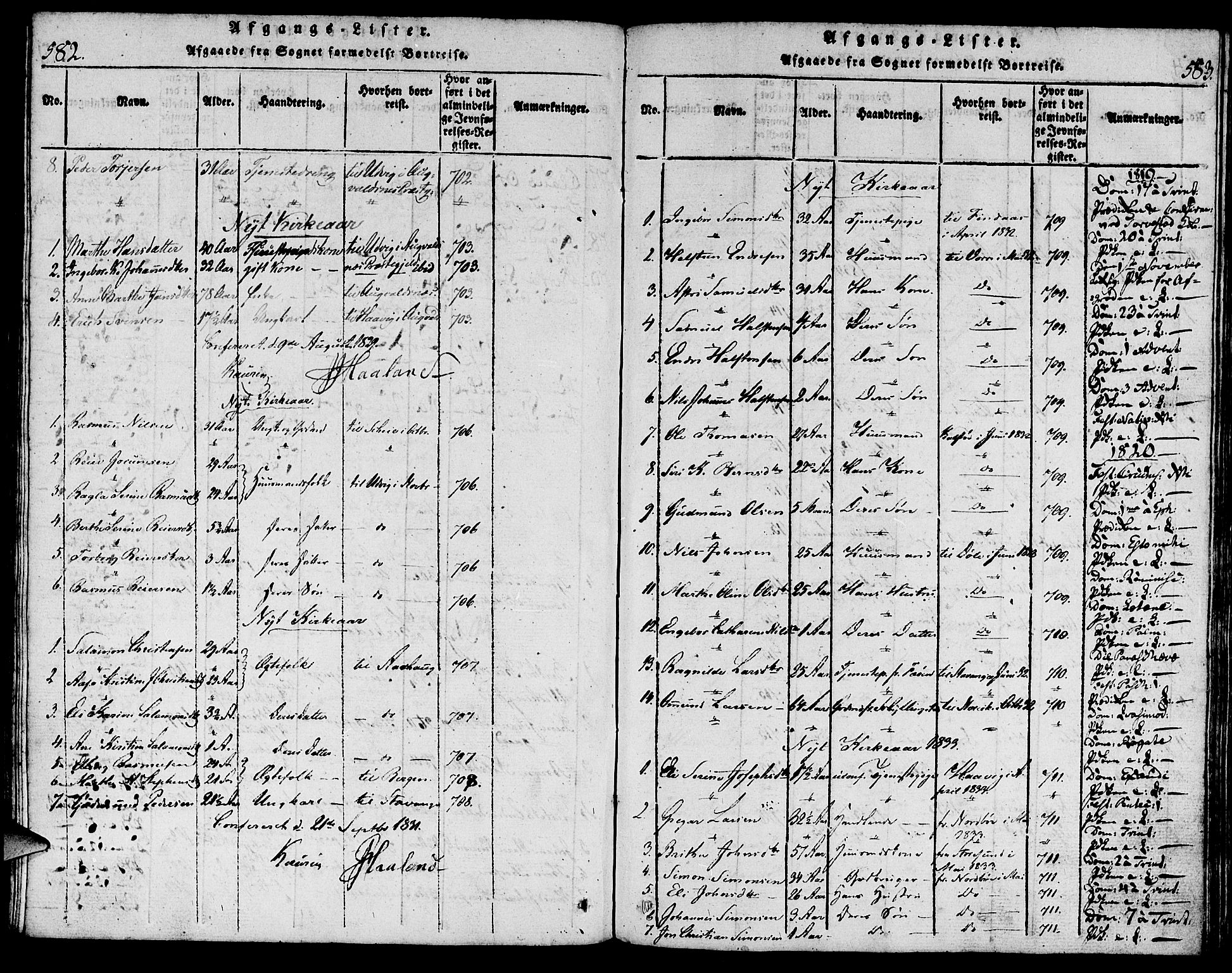 Torvastad sokneprestkontor, SAST/A -101857/H/Ha/Haa/L0004: Parish register (official) no. A 3 /1, 1817-1836, p. 582-583