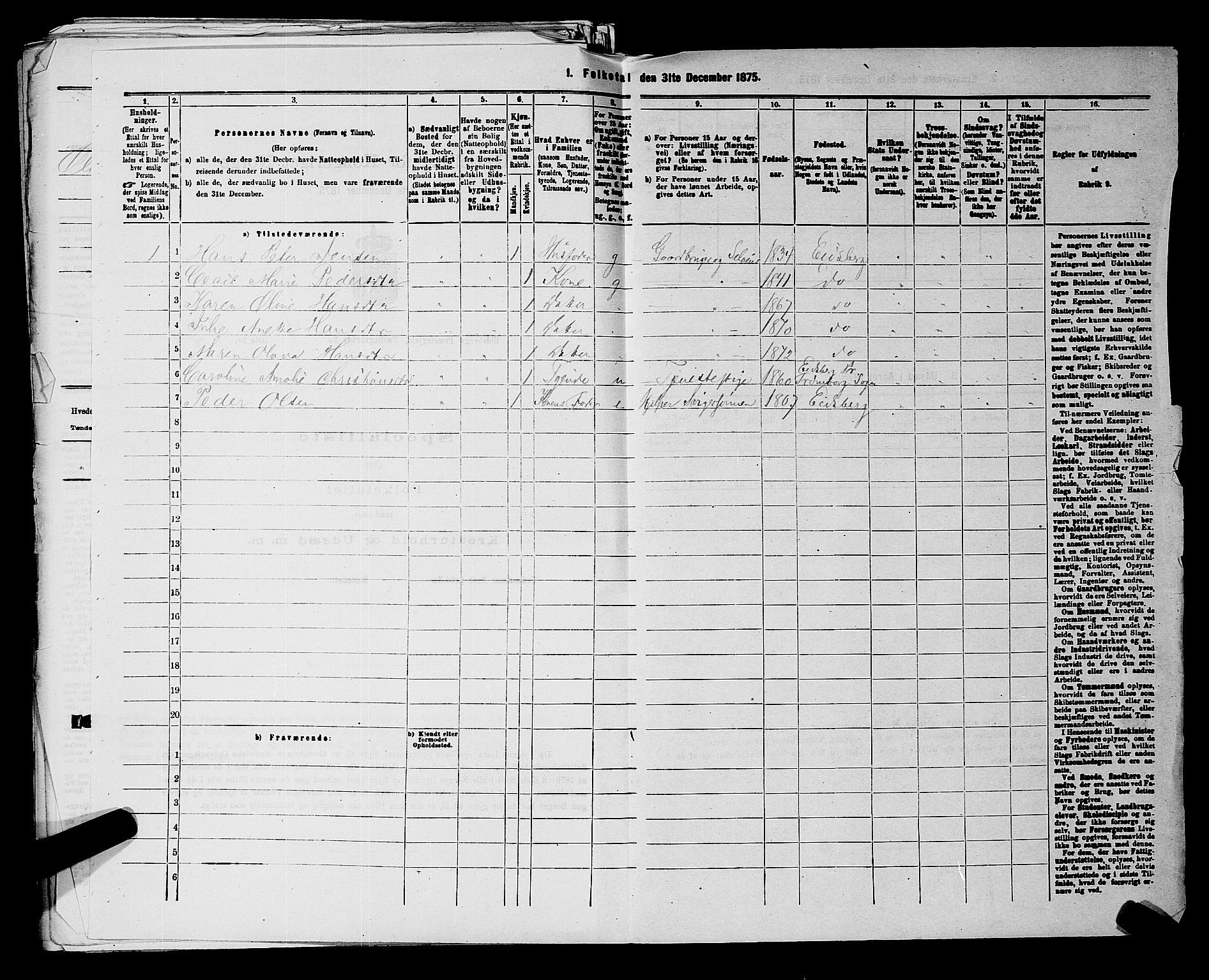 RA, 1875 census for 0125P Eidsberg, 1875, p. 896