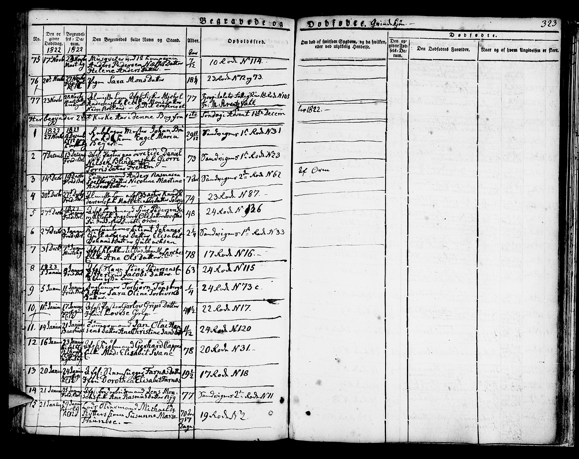 Korskirken sokneprestembete, AV/SAB-A-76101/H/Hab: Parish register (copy) no. A 3, 1821-1831, p. 323