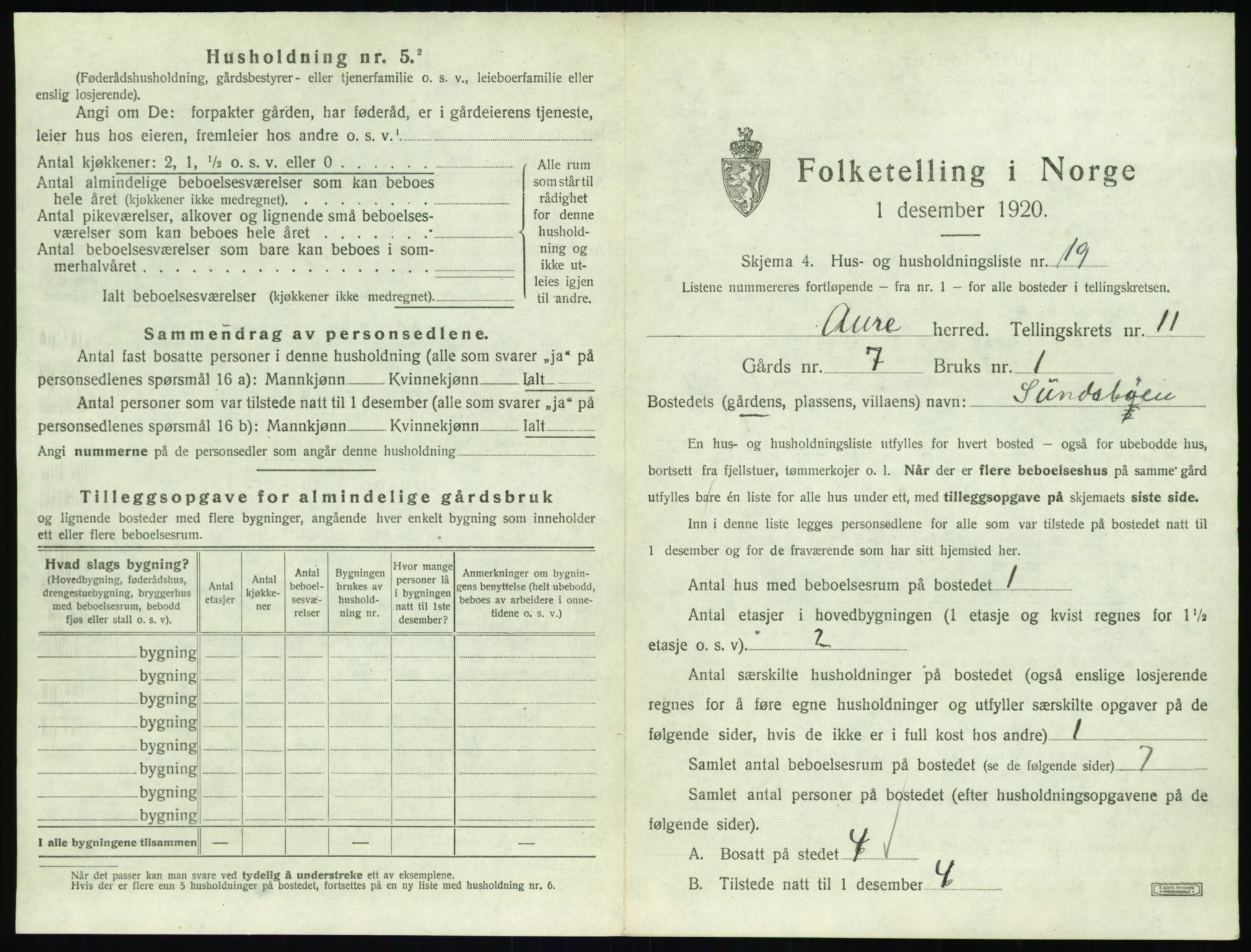 SAT, 1920 census for Aure, 1920, p. 676