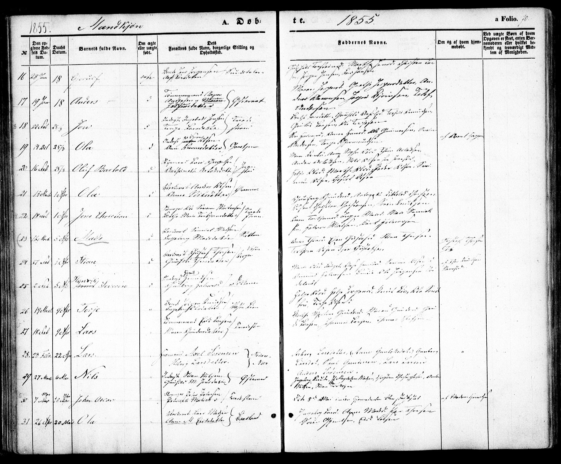 Holt sokneprestkontor, AV/SAK-1111-0021/F/Fa/L0008: Parish register (official) no. A 8, 1849-1860, p. 70