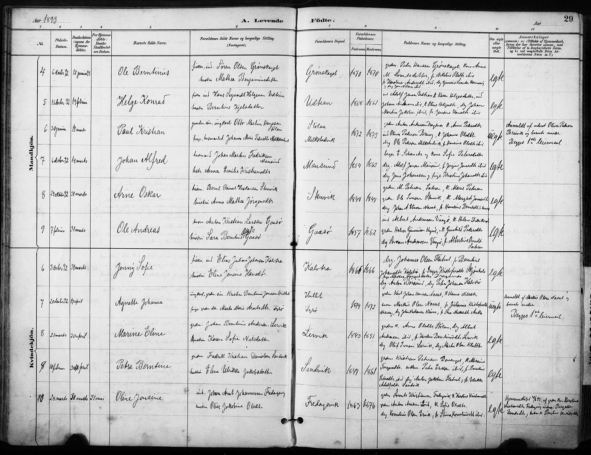 Ministerialprotokoller, klokkerbøker og fødselsregistre - Sør-Trøndelag, SAT/A-1456/640/L0579: Parish register (official) no. 640A04, 1889-1902, p. 29