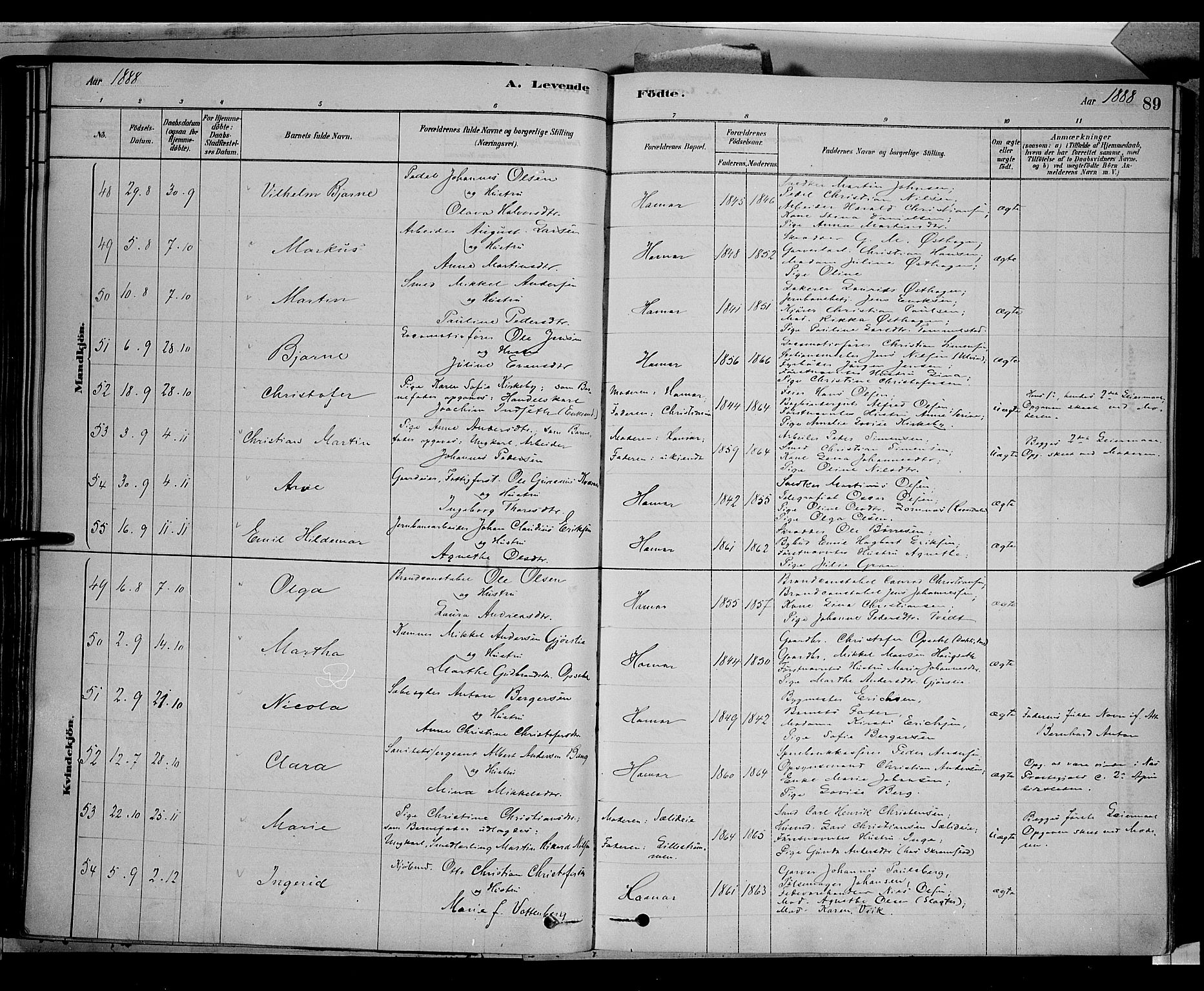 Vang prestekontor, Hedmark, AV/SAH-PREST-008/H/Ha/Haa/L0016: Parish register (official) no. 16, 1878-1889, p. 89