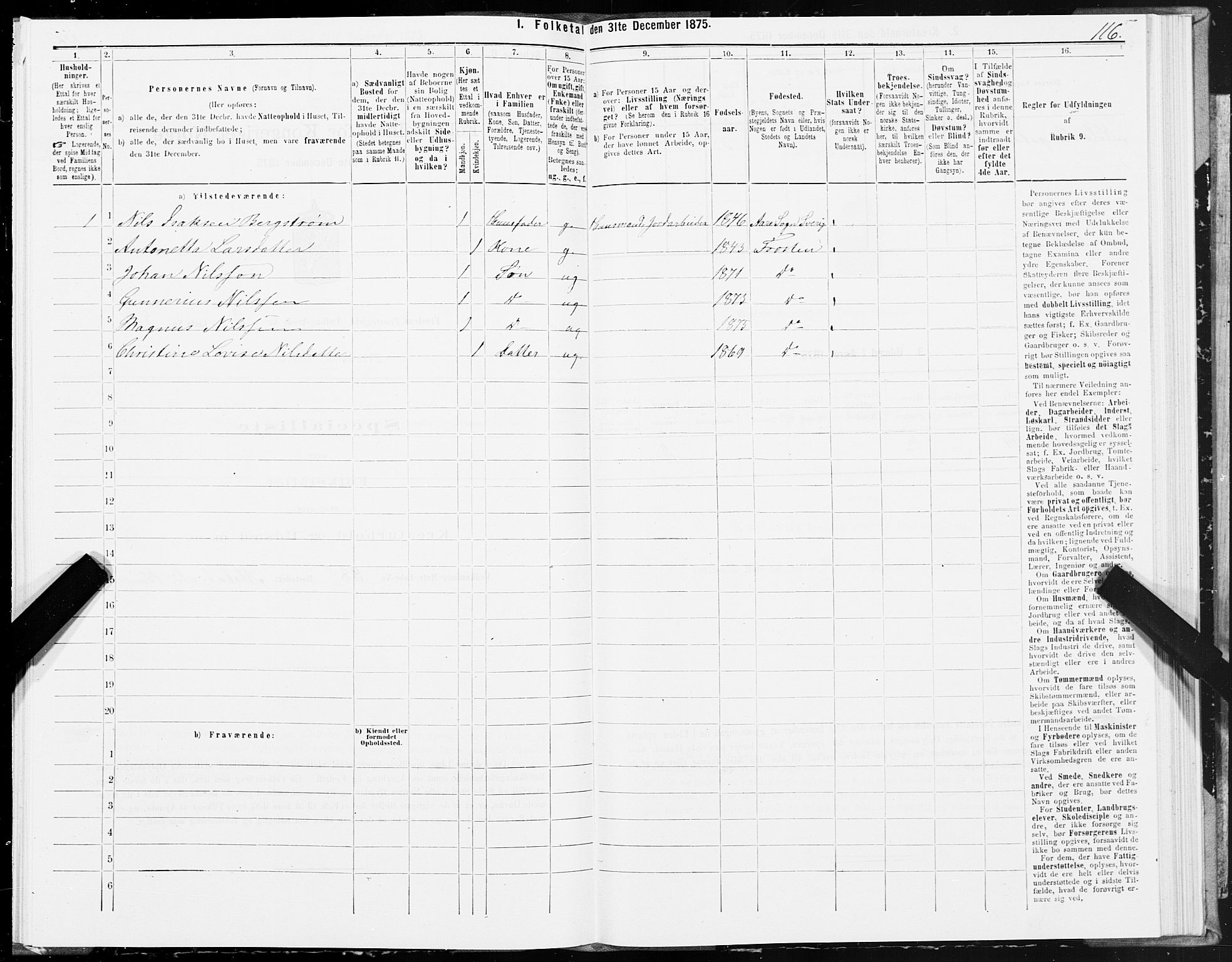 SAT, 1875 census for 1717P Frosta, 1875, p. 2116
