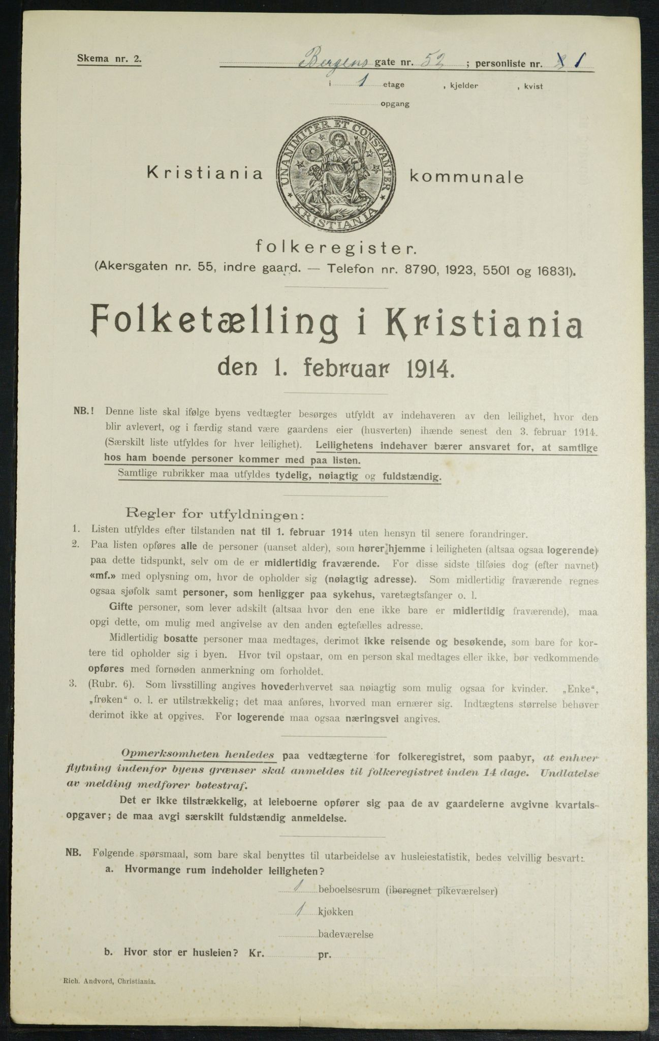 OBA, Municipal Census 1914 for Kristiania, 1914, p. 4008