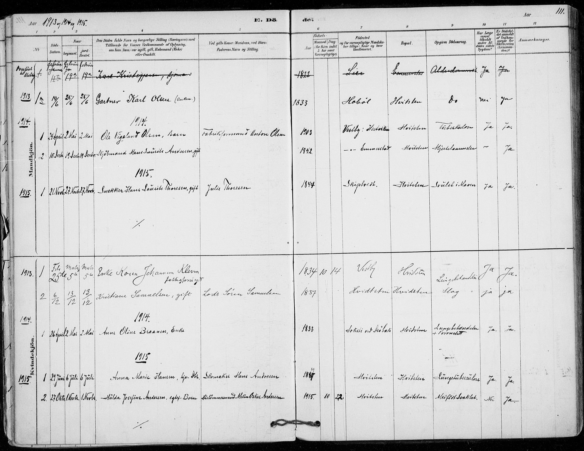 Vestby prestekontor Kirkebøker, AV/SAO-A-10893/F/Fd/L0001: Parish register (official) no. IV 1, 1878-1945, p. 111