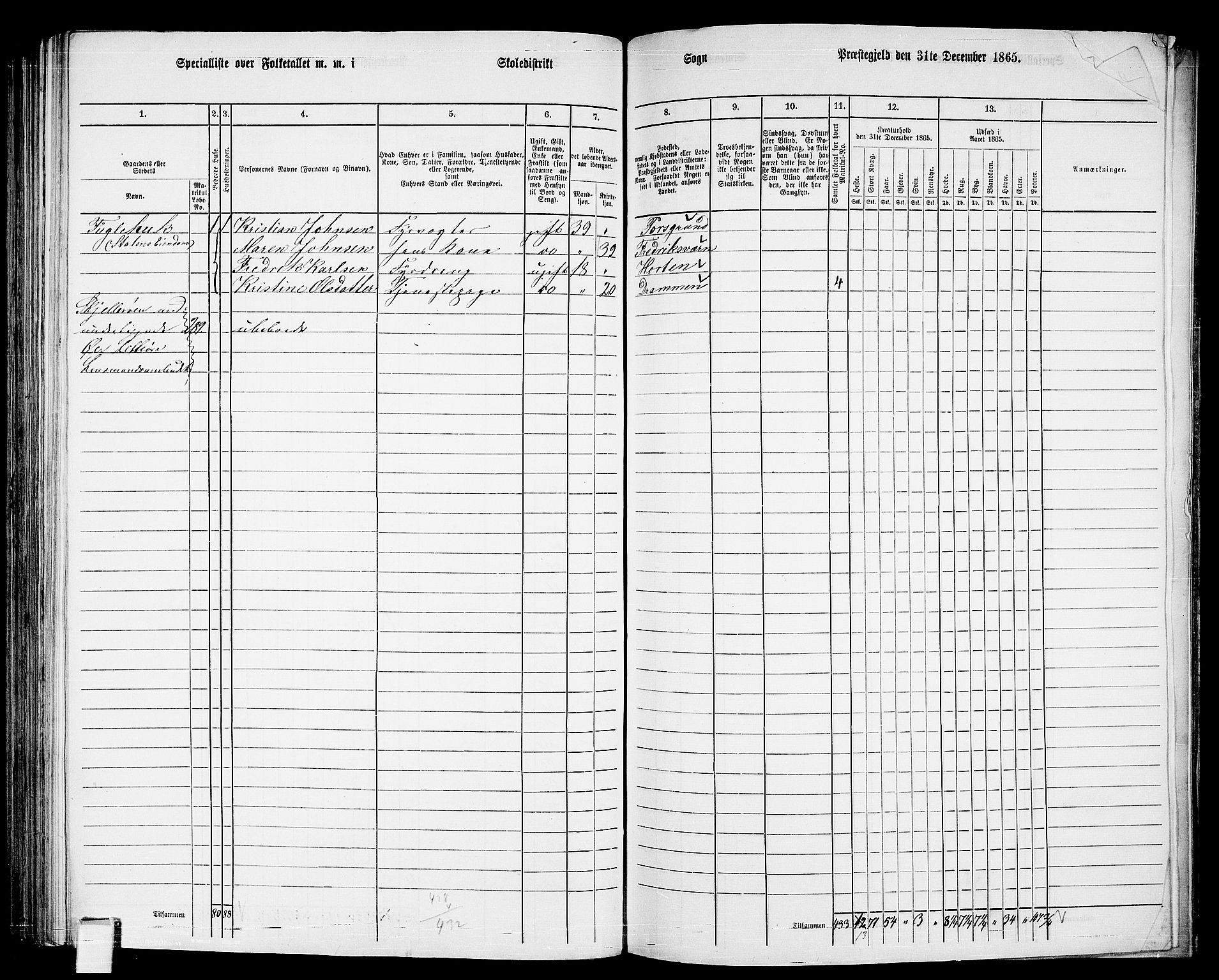 RA, 1865 census for Nøtterøy, 1865, p. 198