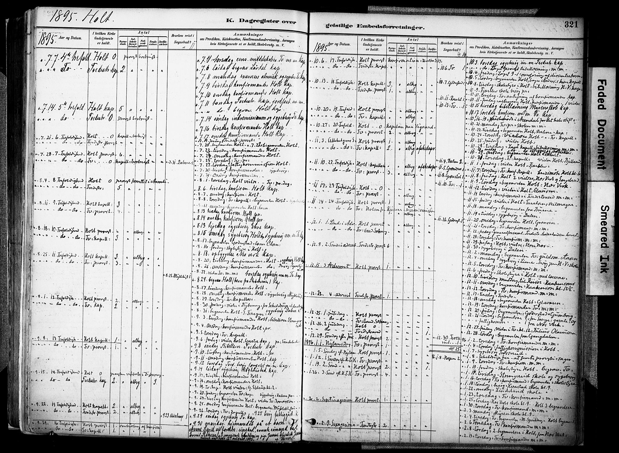 Holt sokneprestkontor, AV/SAK-1111-0021/F/Fa/L0012: Parish register (official) no. A 12, 1885-1907, p. 321