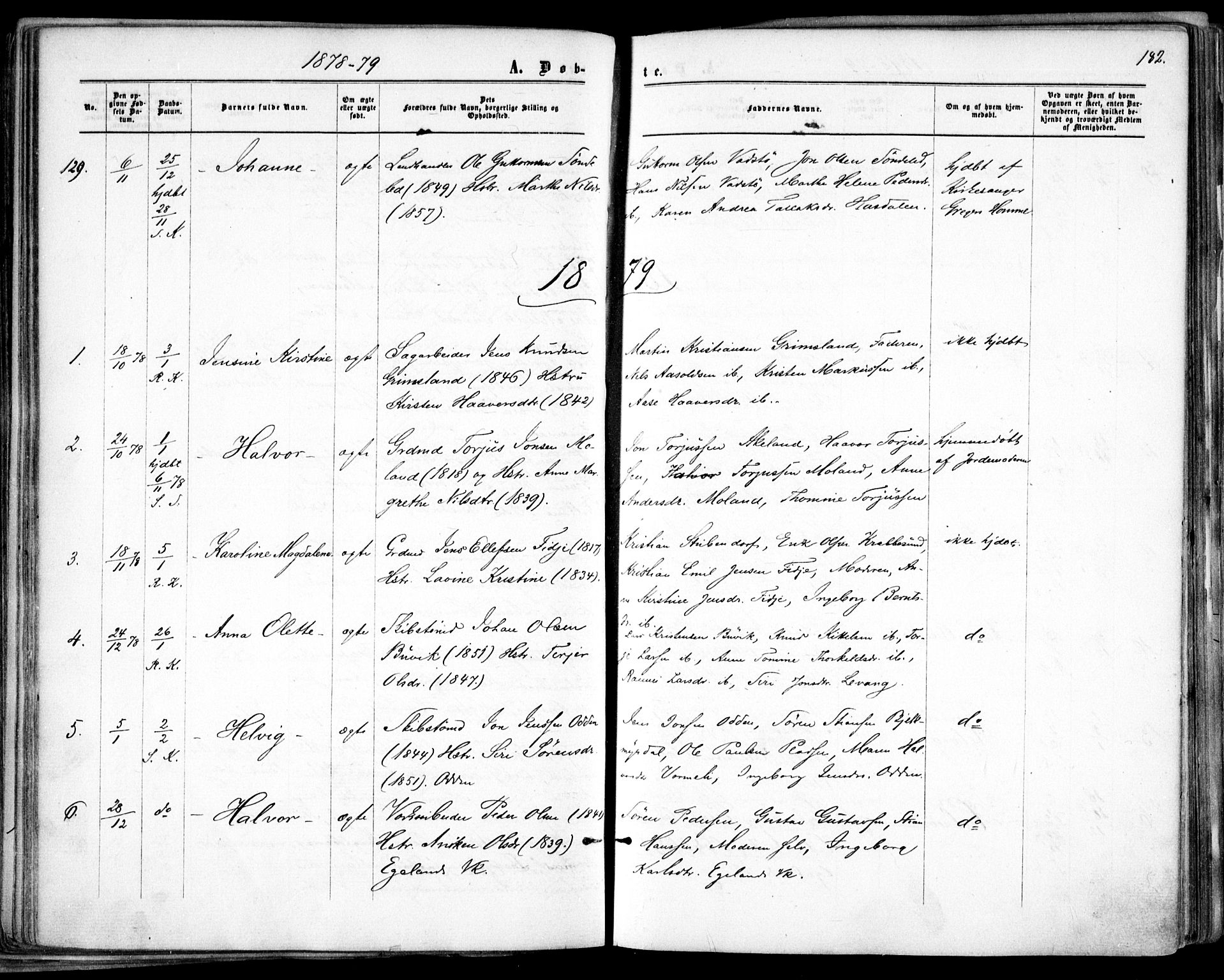 Søndeled sokneprestkontor, SAK/1111-0038/F/Fa/L0003: Parish register (official) no. A 3, 1861-1879, p. 182