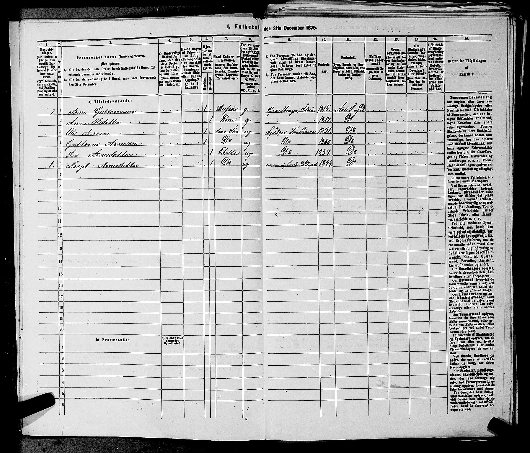 SAKO, 1875 census for 0619P Ål, 1875, p. 1099