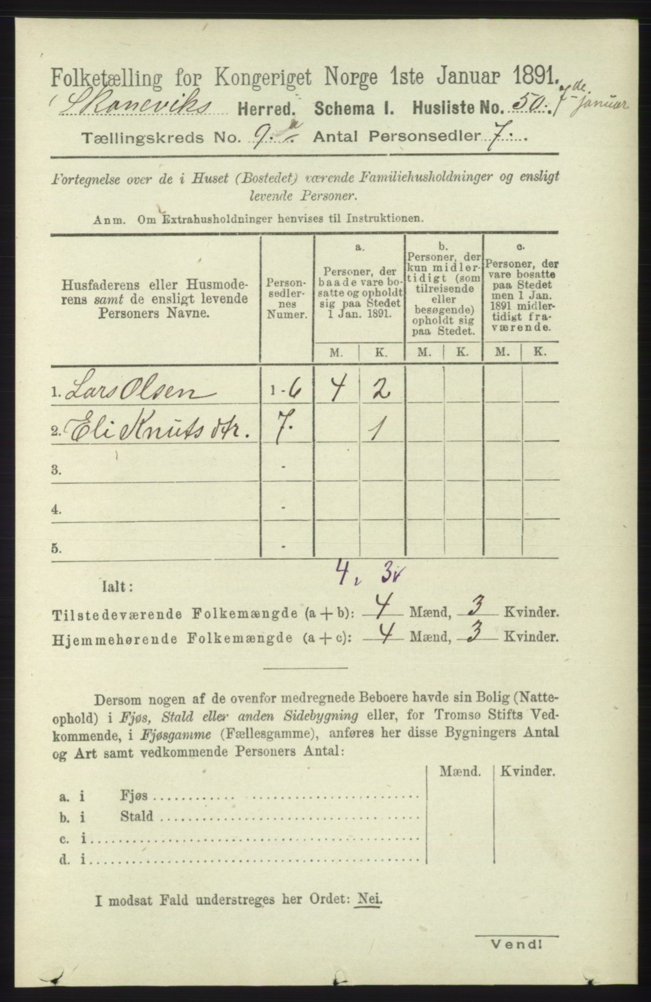 RA, 1891 census for 1212 Skånevik, 1891, p. 2539