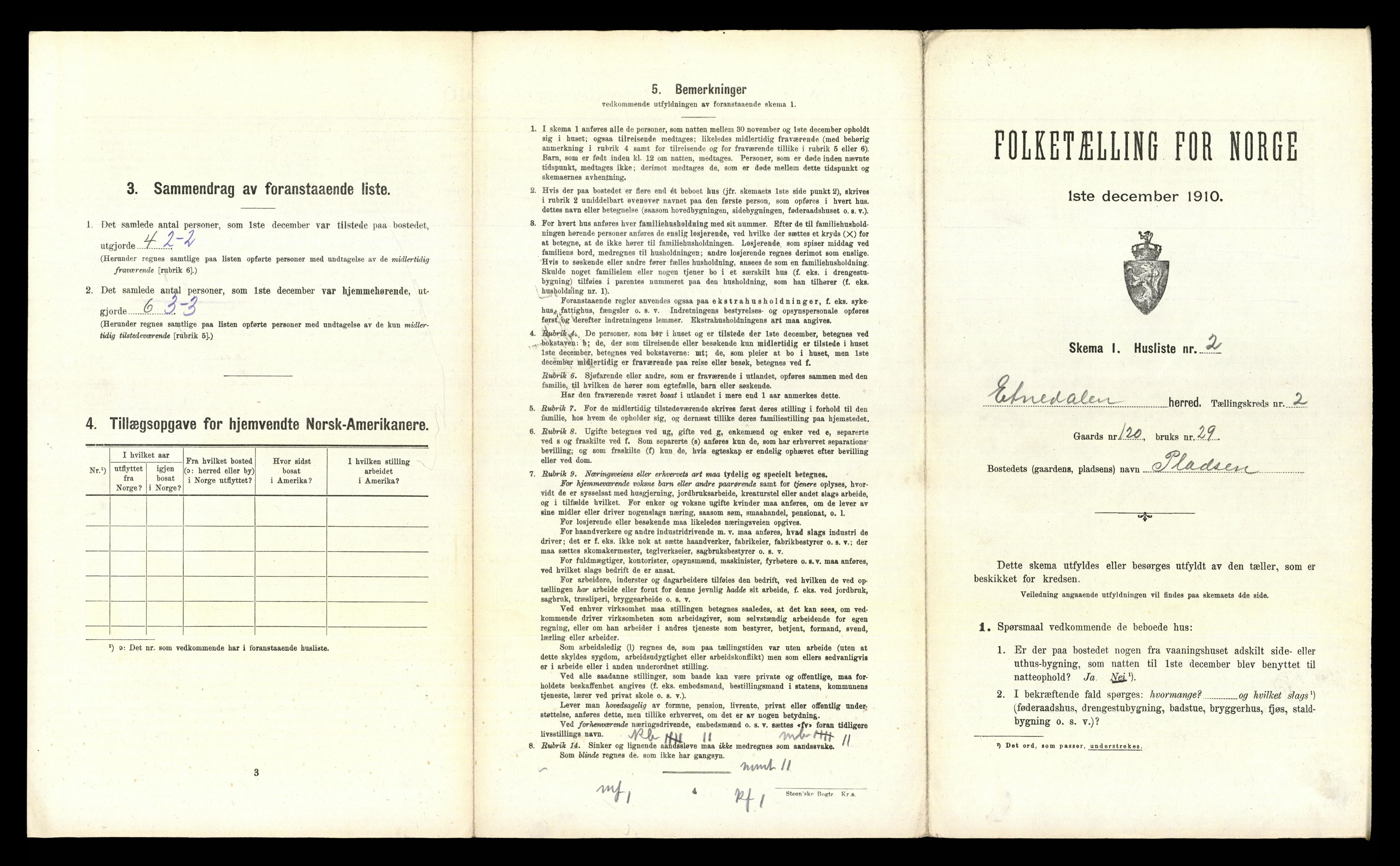 RA, 1910 census for Etnedal, 1910, p. 111