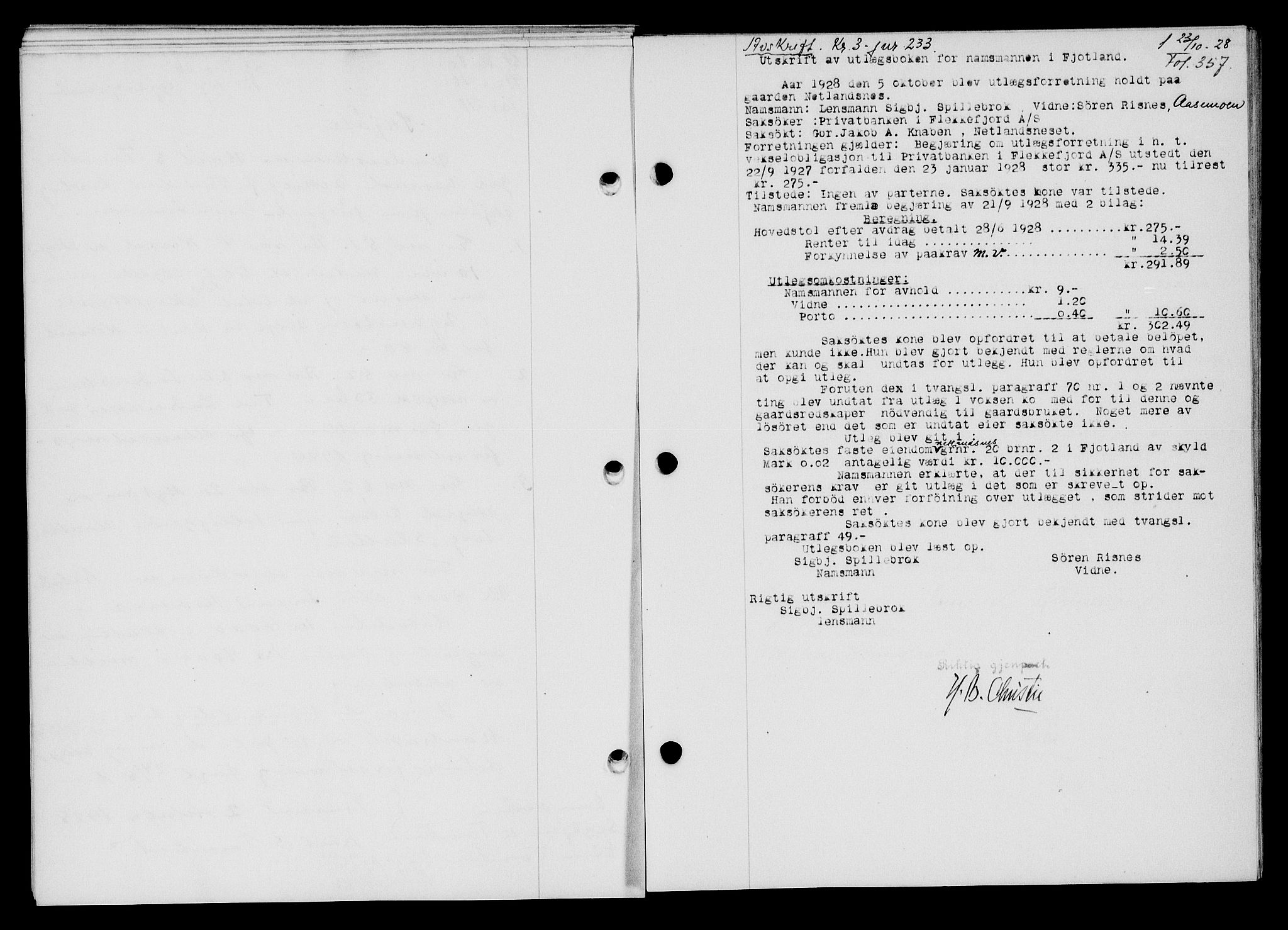 Flekkefjord sorenskriveri, SAK/1221-0001/G/Gb/Gba/L0044: Mortgage book no. 42, 1928-1929, Deed date: 23.10.1928