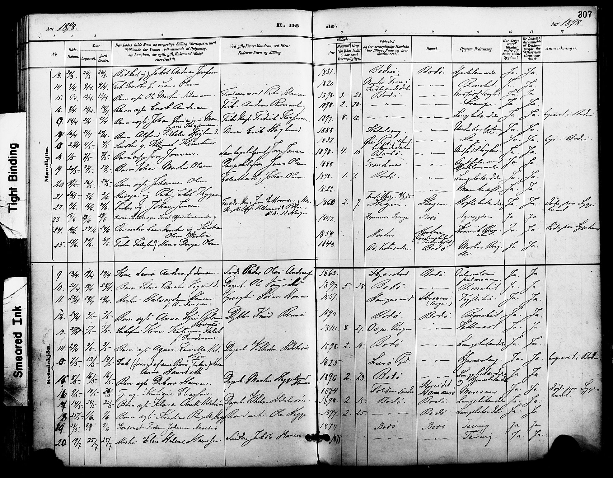 Ministerialprotokoller, klokkerbøker og fødselsregistre - Nordland, SAT/A-1459/801/L0010: Parish register (official) no. 801A10, 1888-1899, p. 307