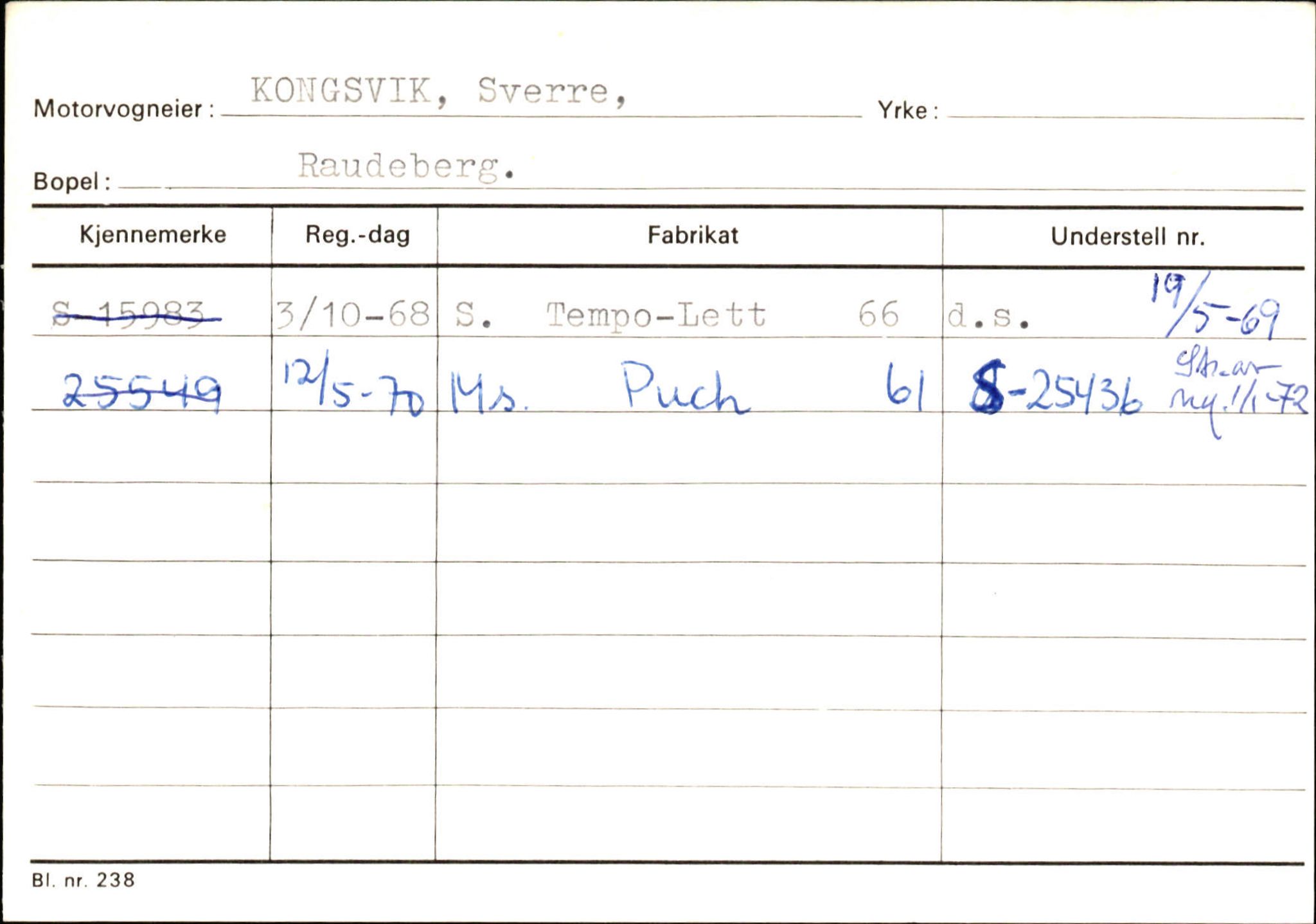 Statens vegvesen, Sogn og Fjordane vegkontor, AV/SAB-A-5301/4/F/L0144: Registerkort Vågsøy A-R, 1945-1975, p. 1324