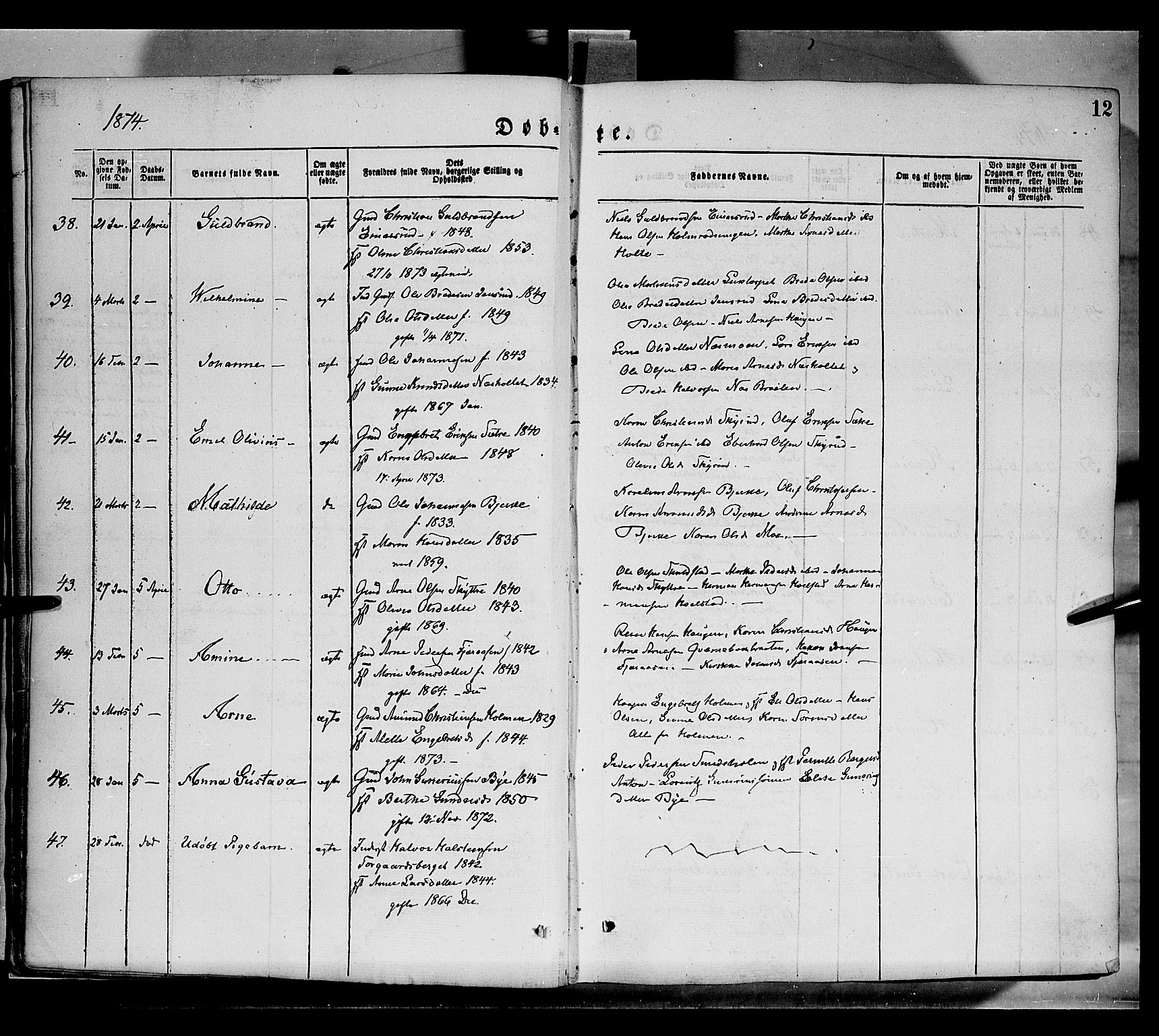 Grue prestekontor, AV/SAH-PREST-036/H/Ha/Haa/L0011: Parish register (official) no. 11, 1873-1880, p. 12