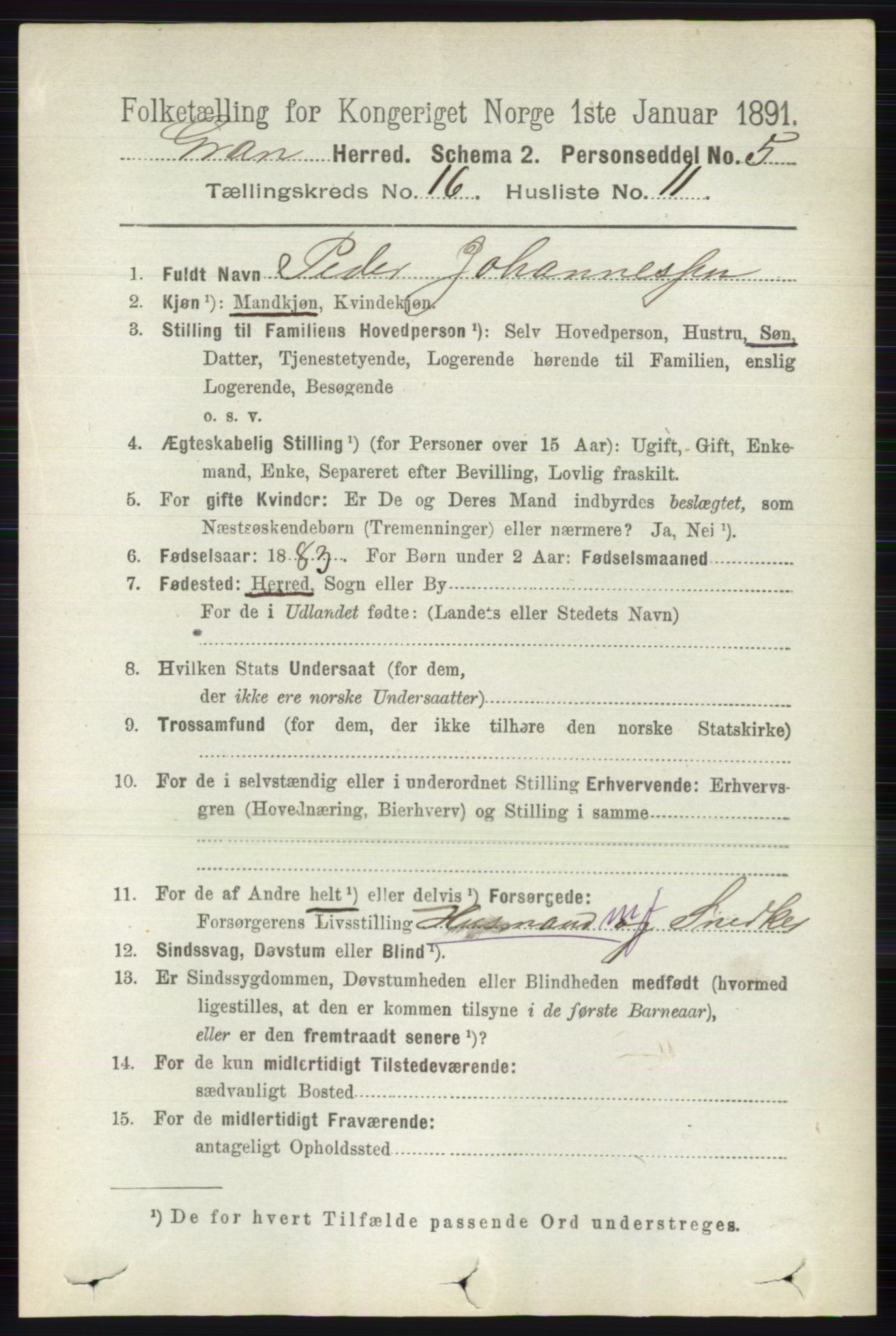 RA, 1891 census for 0534 Gran, 1891, p. 8174