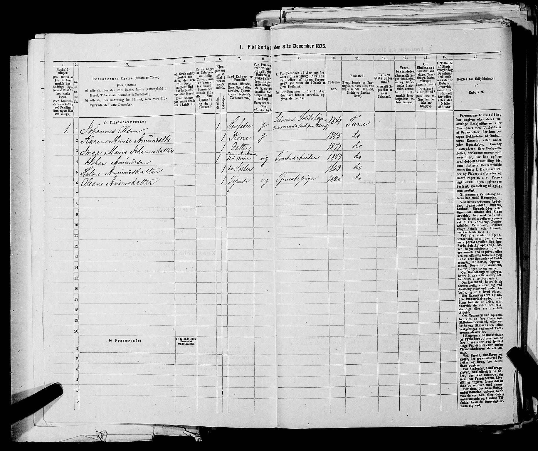 RA, 1875 census for 0130P Tune, 1875, p. 885