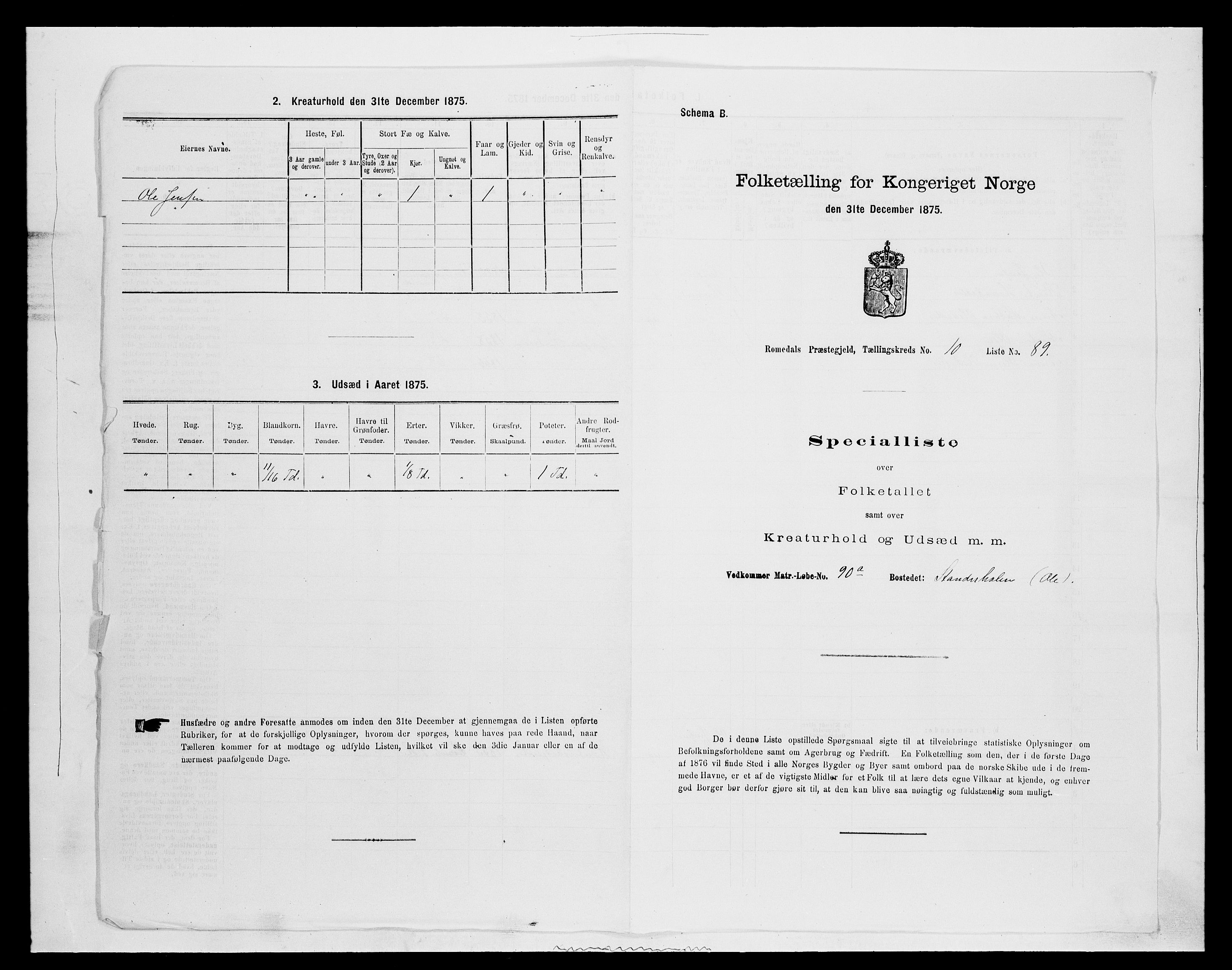 SAH, 1875 census for 0416P Romedal, 1875, p. 1717