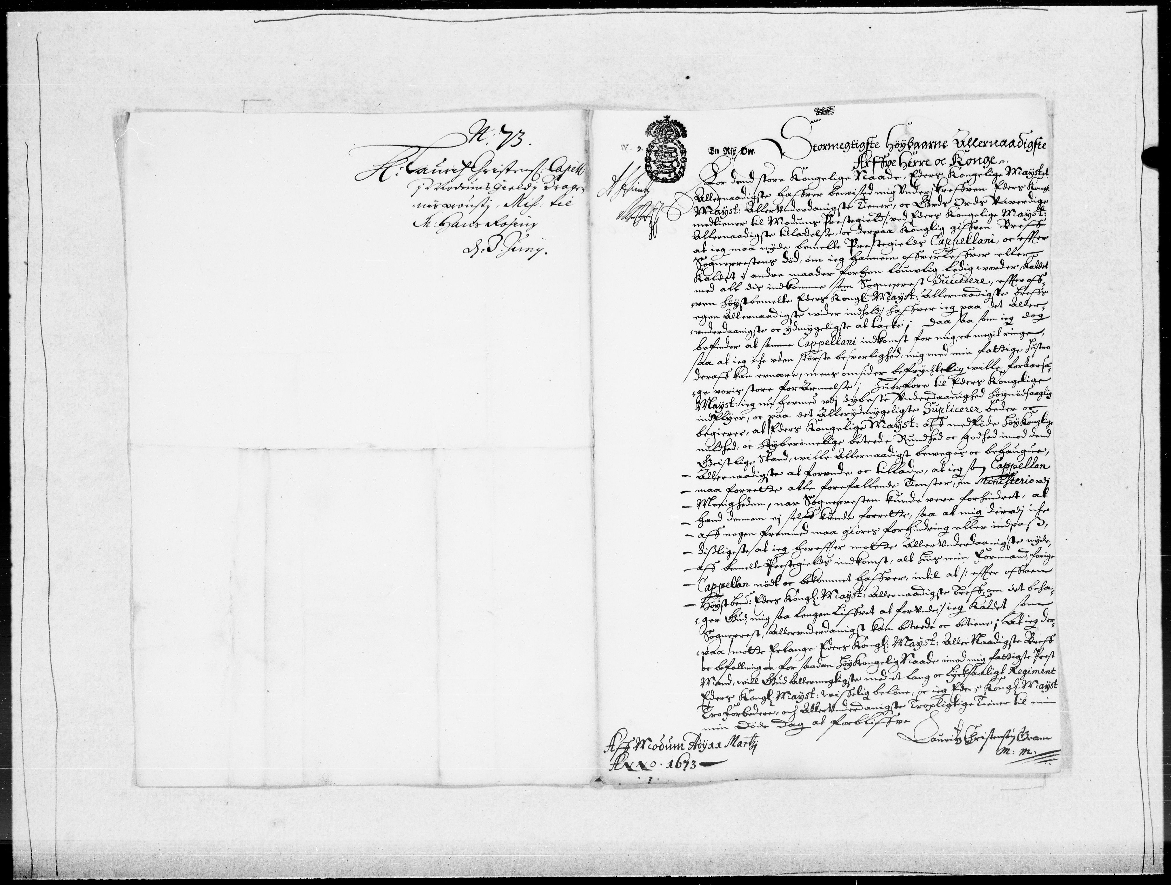 Danske Kanselli 1572-1799, RA/EA-3023/F/Fc/Fcc/Fcca/L0031: Norske innlegg 1572-1799, 1671-1673, p. 349