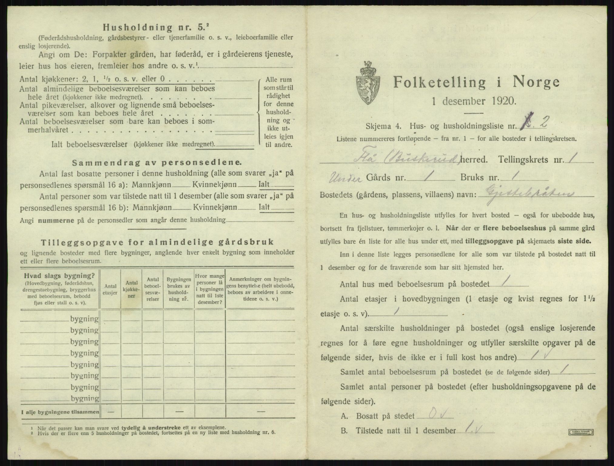 SAKO, 1920 census for Flå, 1920, p. 32