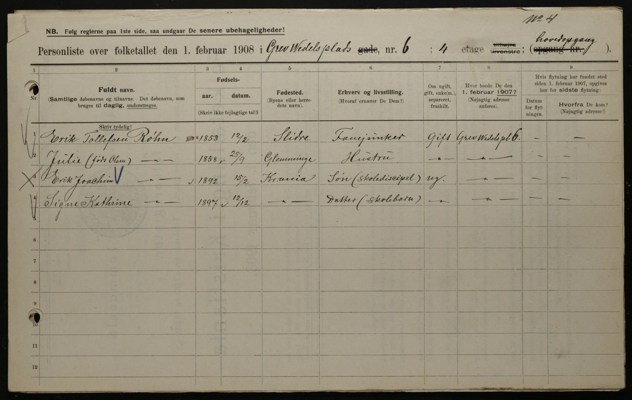 OBA, Municipal Census 1908 for Kristiania, 1908, p. 26935