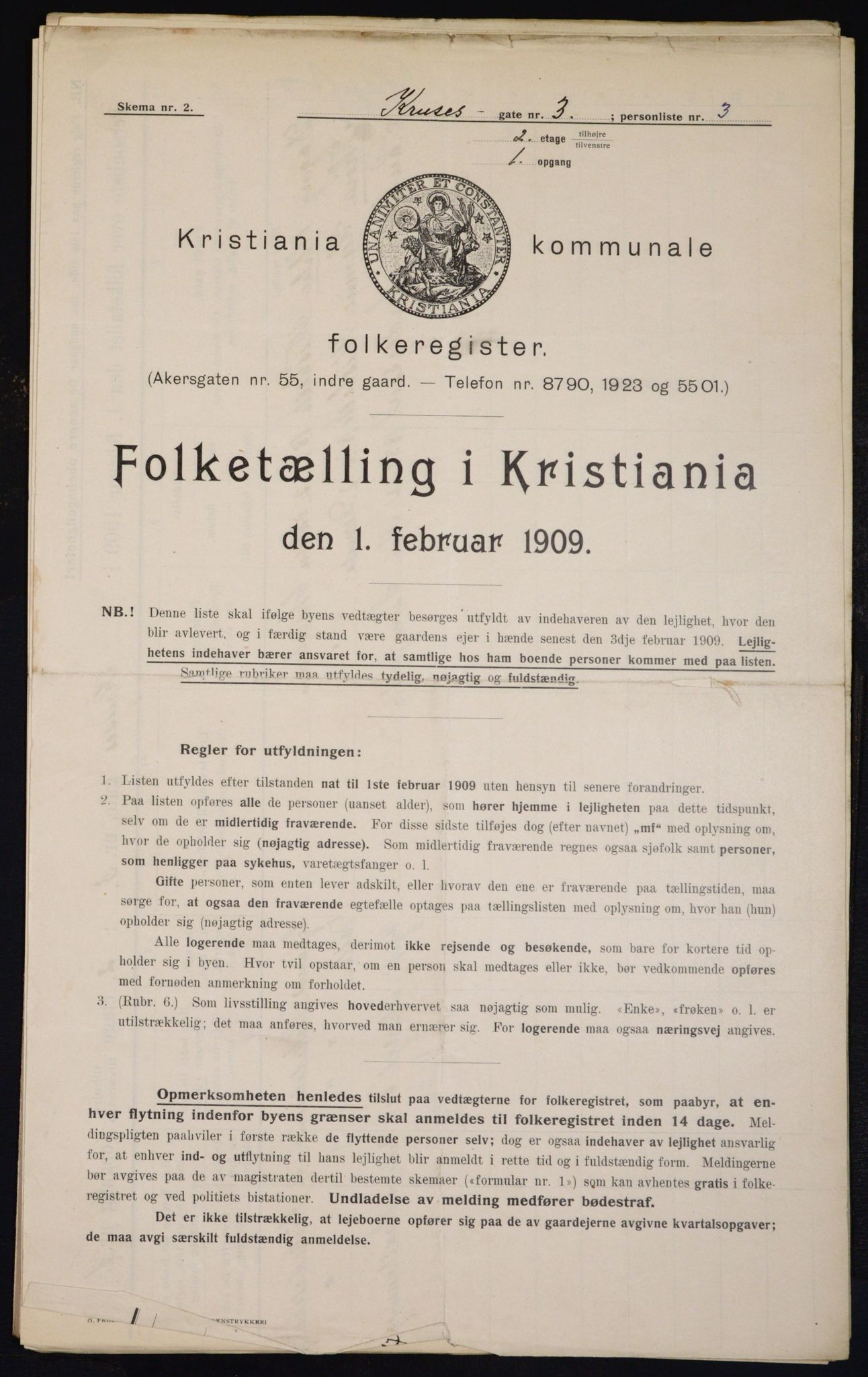 OBA, Municipal Census 1909 for Kristiania, 1909, p. 50401