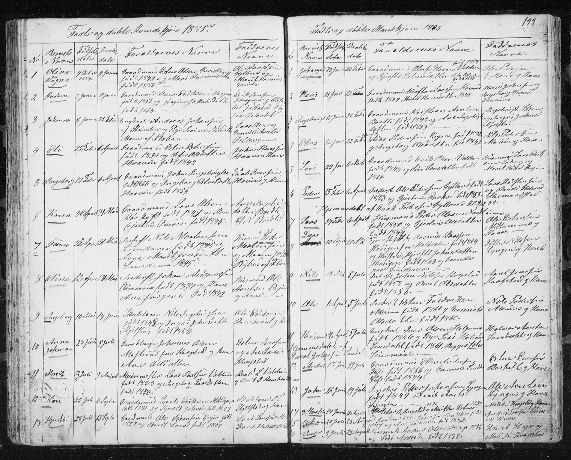 Ministerialprotokoller, klokkerbøker og fødselsregistre - Sør-Trøndelag, SAT/A-1456/692/L1110: Parish register (copy) no. 692C05, 1849-1889, p. 144