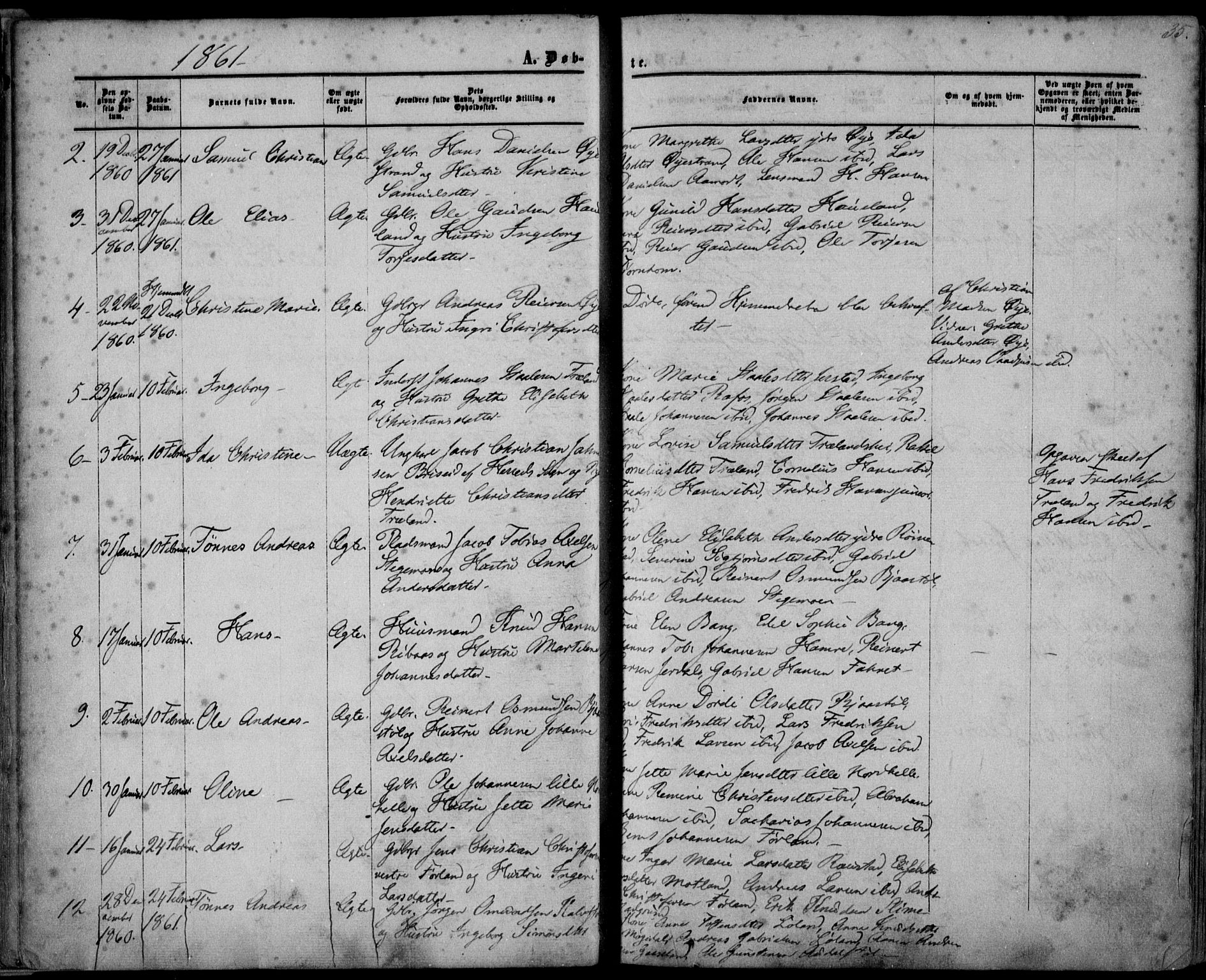 Kvinesdal sokneprestkontor, AV/SAK-1111-0026/F/Fa/Fab/L0006: Parish register (official) no. A 6, 1857-1869, p. 35