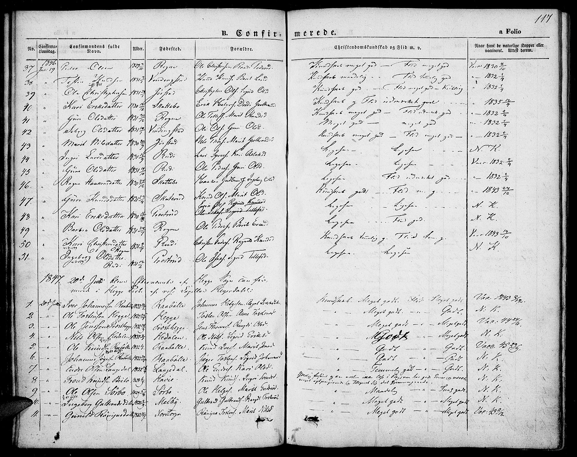 Slidre prestekontor, AV/SAH-PREST-134/H/Ha/Haa/L0004: Parish register (official) no. 4, 1831-1848, p. 117