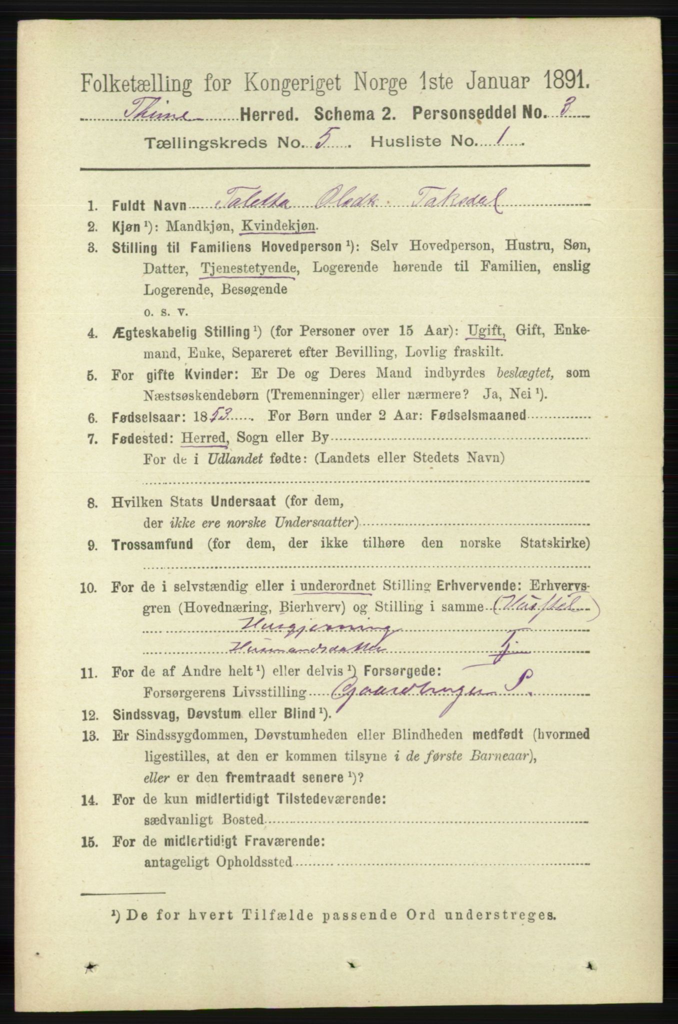 RA, 1891 census for 1121 Time, 1891, p. 1833