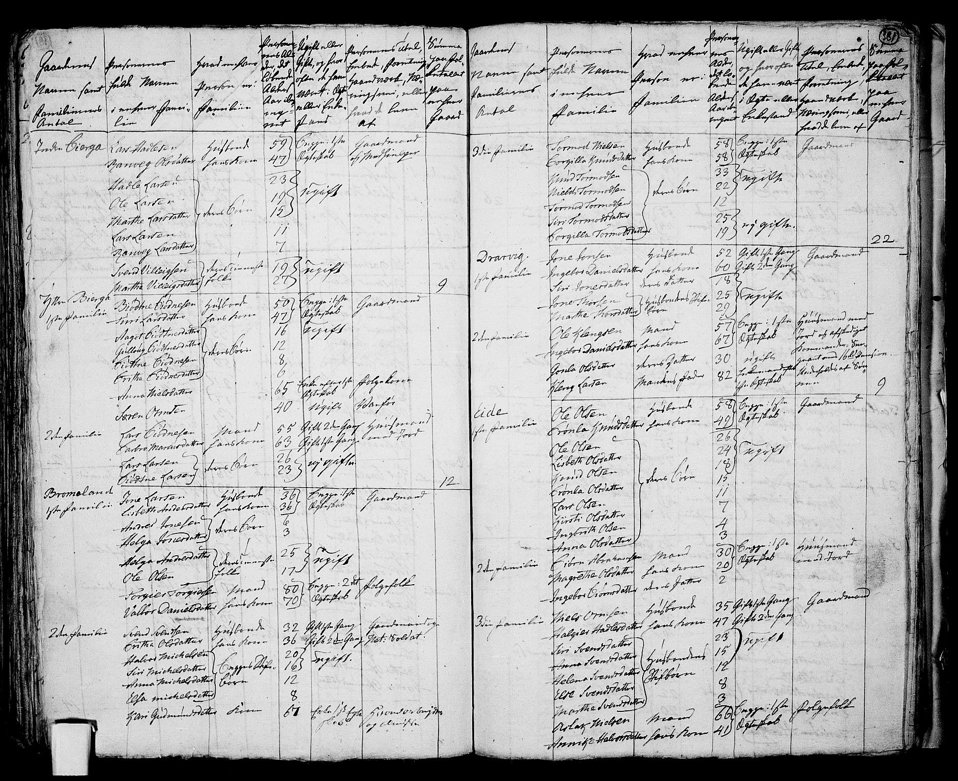 RA, 1801 census for 1138P Jelsa, 1801, p. 380b-381a