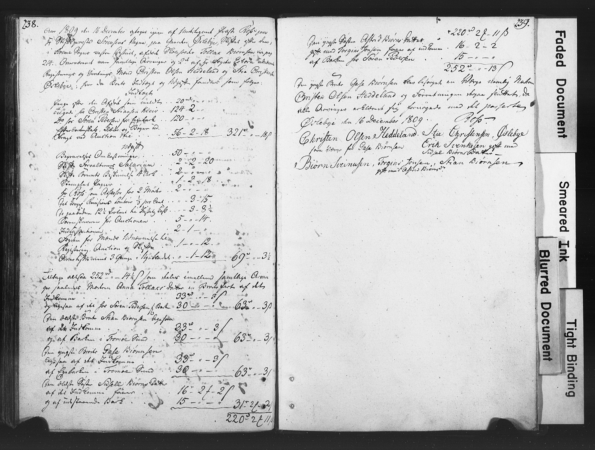 Kristiansand domprosti, AV/SAK-1112-0006/K/Kb/L0001: Skifteprotokoll A-IV-1, 1784-1810, p. 238-239