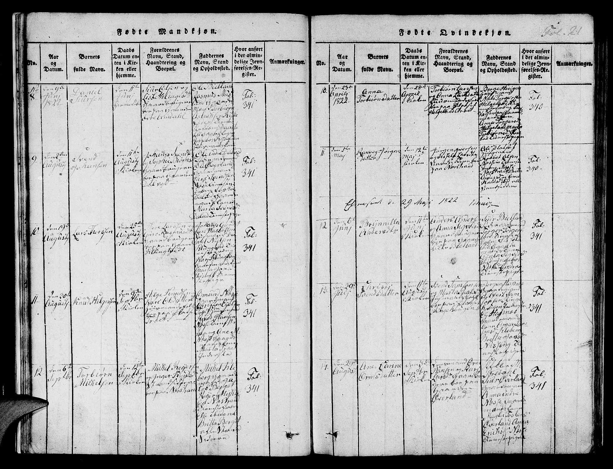 Nedstrand sokneprestkontor, AV/SAST-A-101841/01/IV: Parish register (official) no. A 6, 1816-1838, p. 21