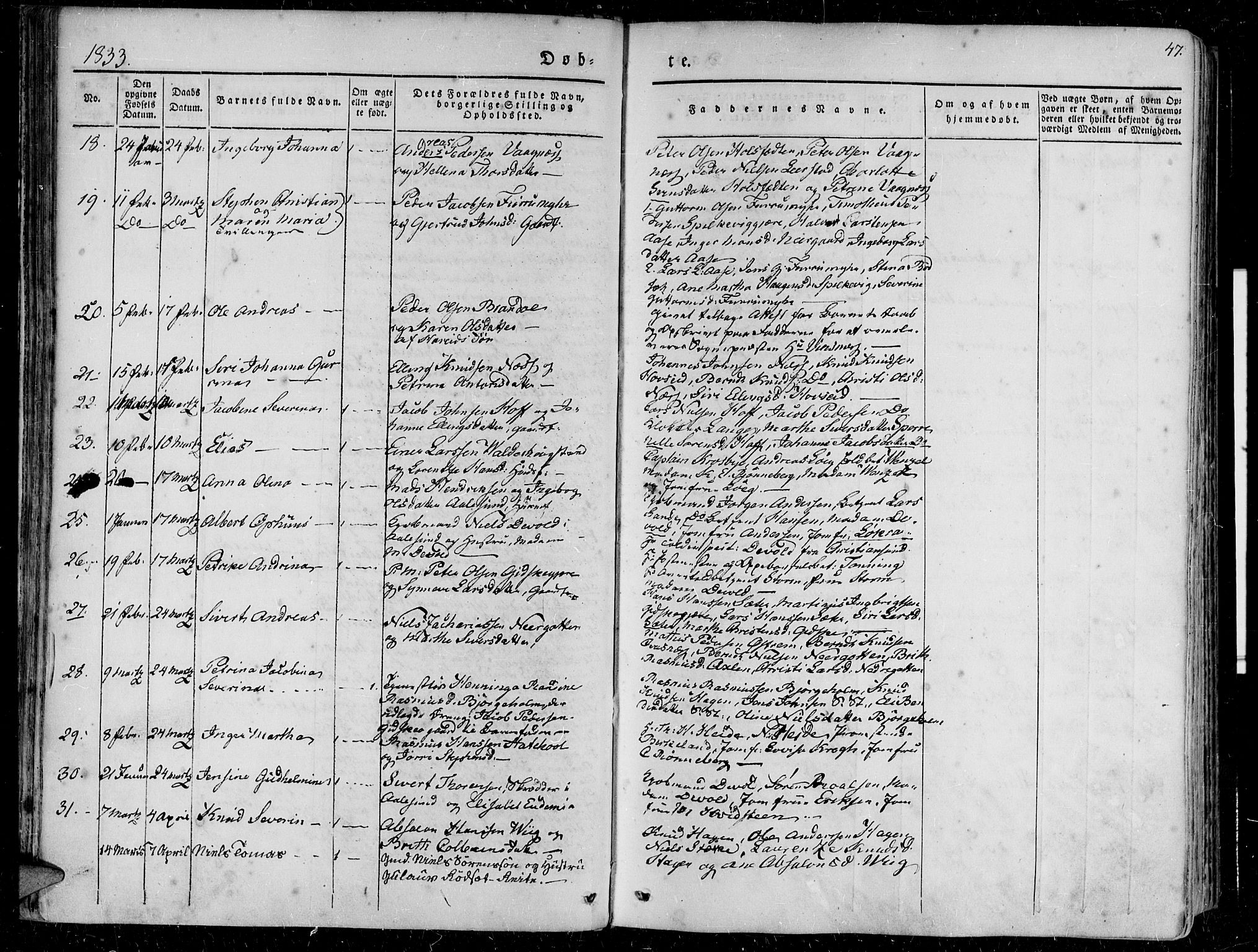 Ministerialprotokoller, klokkerbøker og fødselsregistre - Møre og Romsdal, AV/SAT-A-1454/528/L0395: Parish register (official) no. 528A06, 1828-1839, p. 47