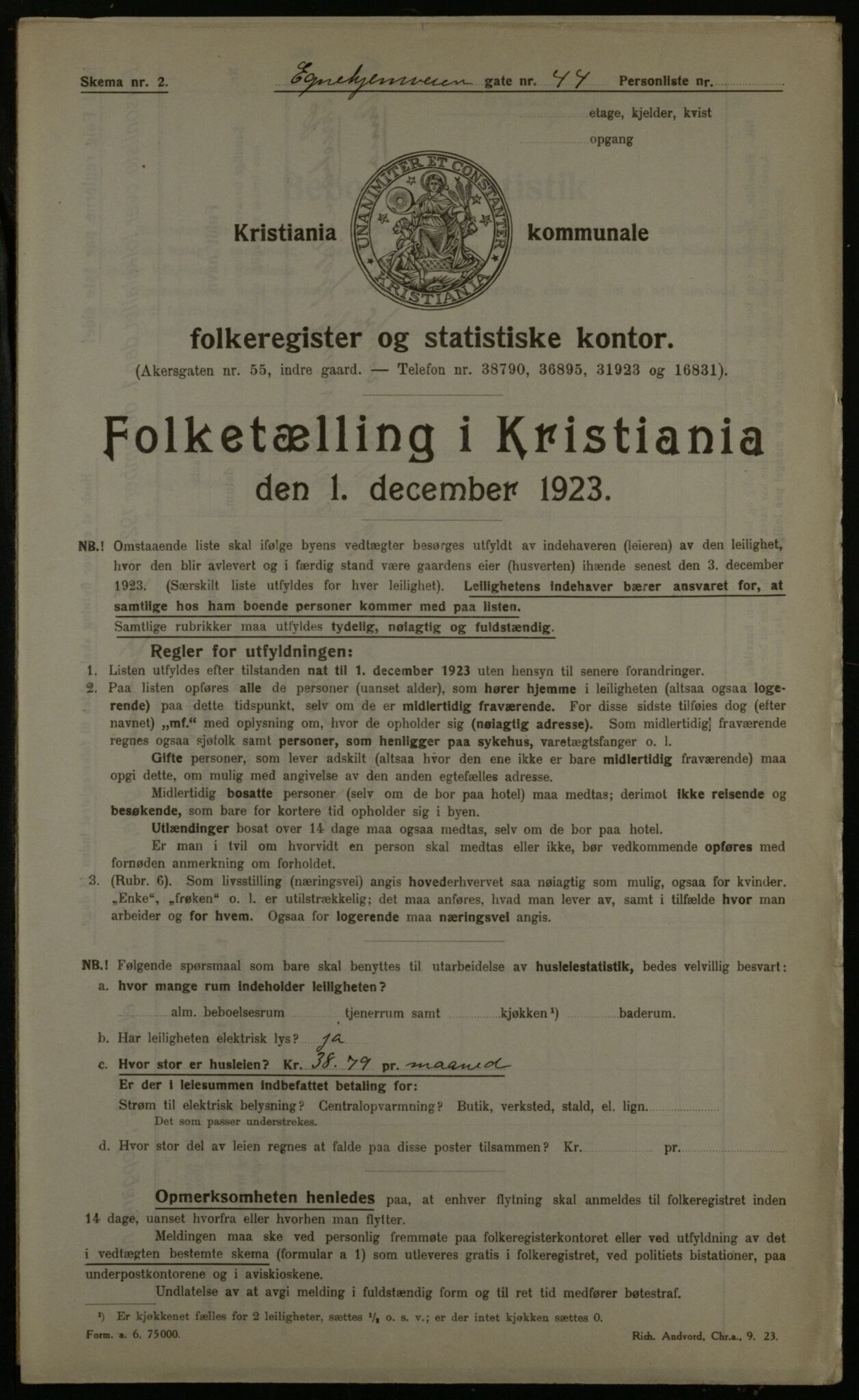 OBA, Municipal Census 1923 for Kristiania, 1923, p. 21176