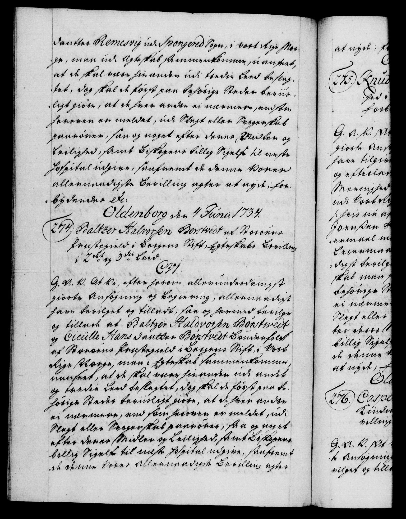 Danske Kanselli 1572-1799, AV/RA-EA-3023/F/Fc/Fca/Fcaa/L0028: Norske registre, 1733-1734, p. 528b