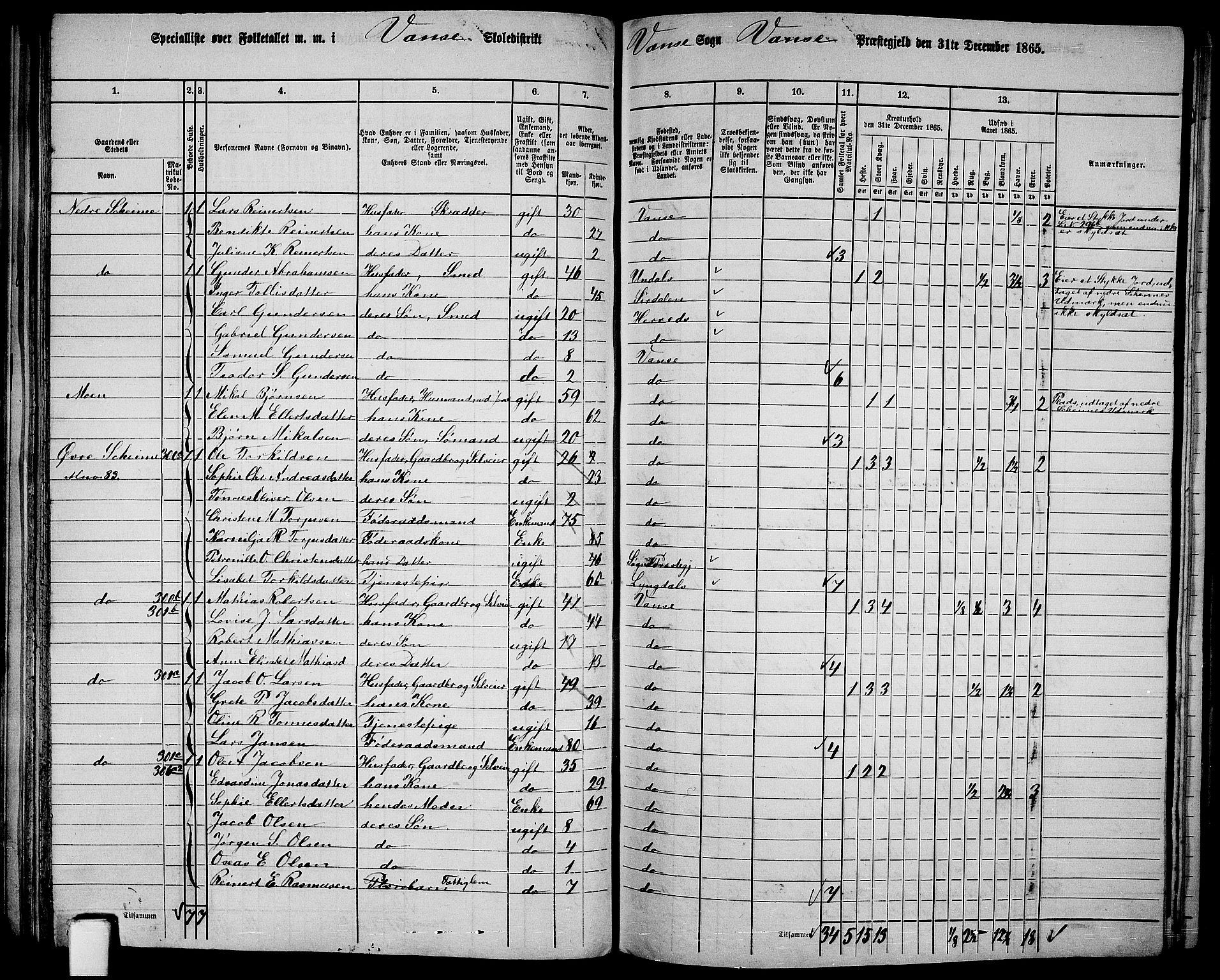 RA, 1865 census for Vanse/Vanse og Farsund, 1865, p. 82