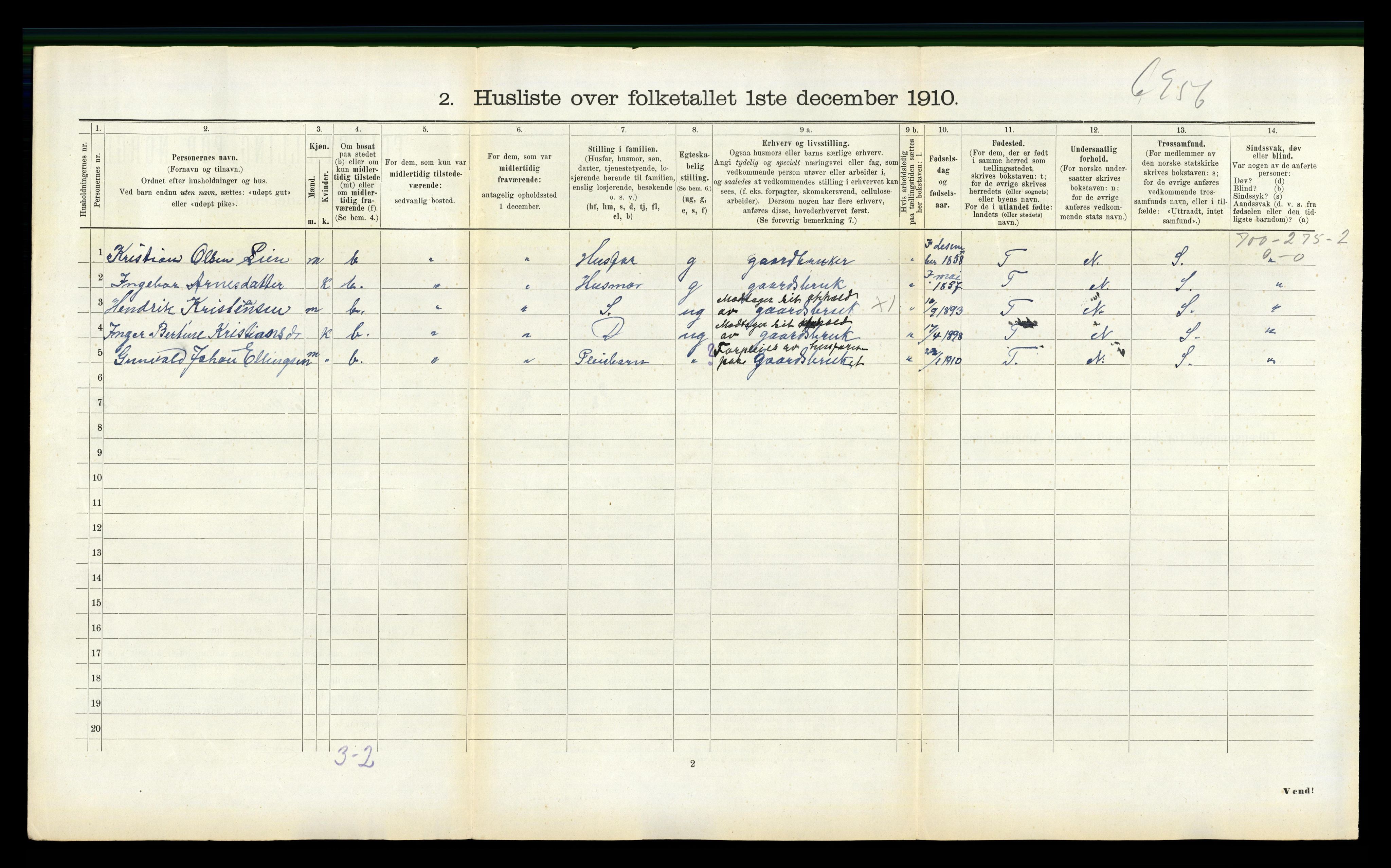 RA, 1910 census for Hyllestad, 1910, p. 140