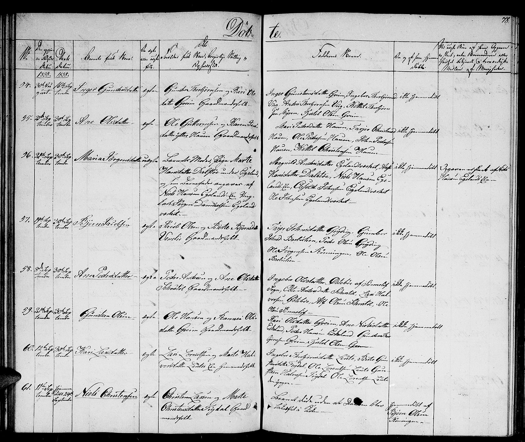 Gjerstad sokneprestkontor, AV/SAK-1111-0014/F/Fb/Fba/L0003: Parish register (copy) no. B 3, 1829-1844, p. 78