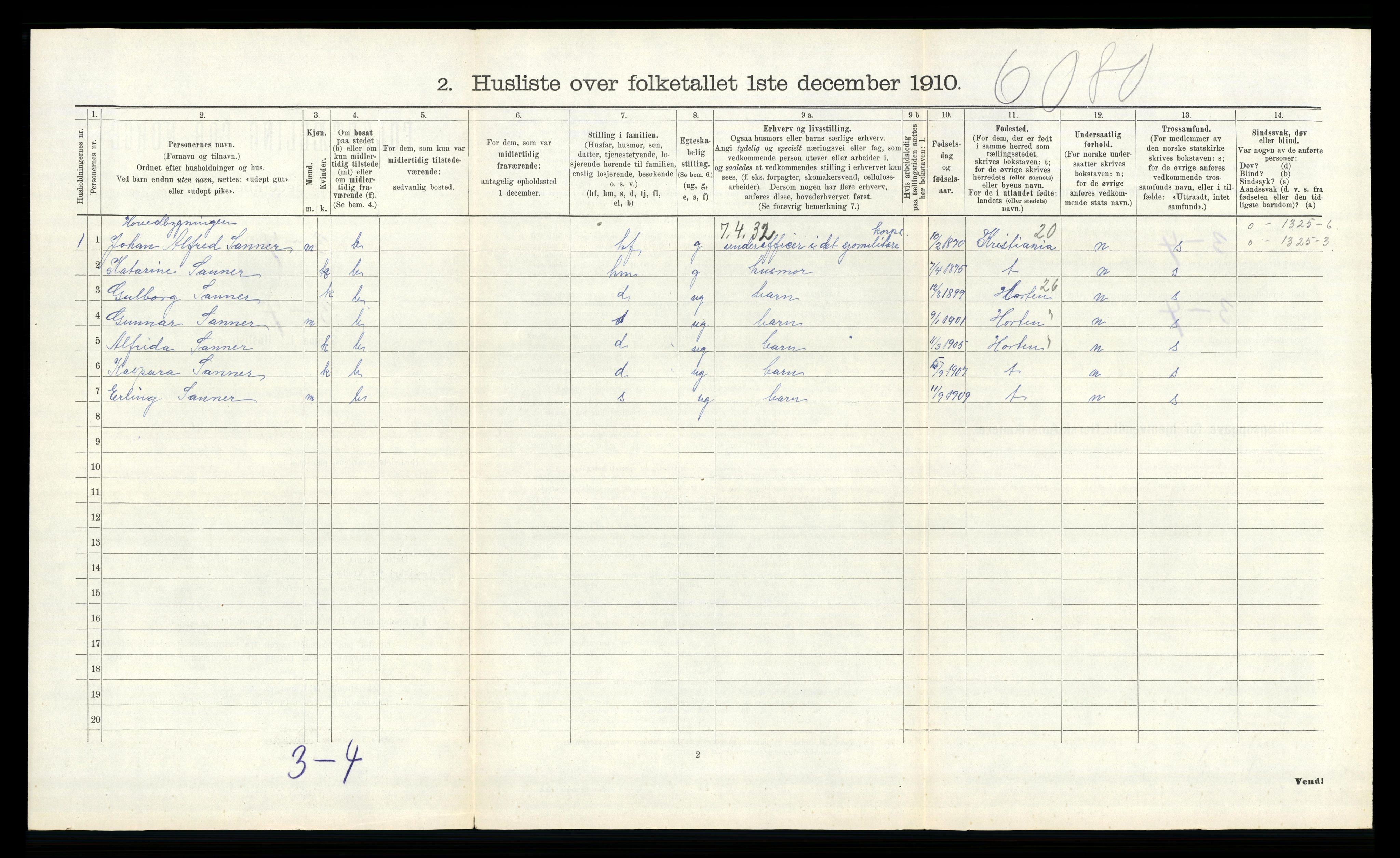 RA, 1910 census for Borre, 1910, p. 234