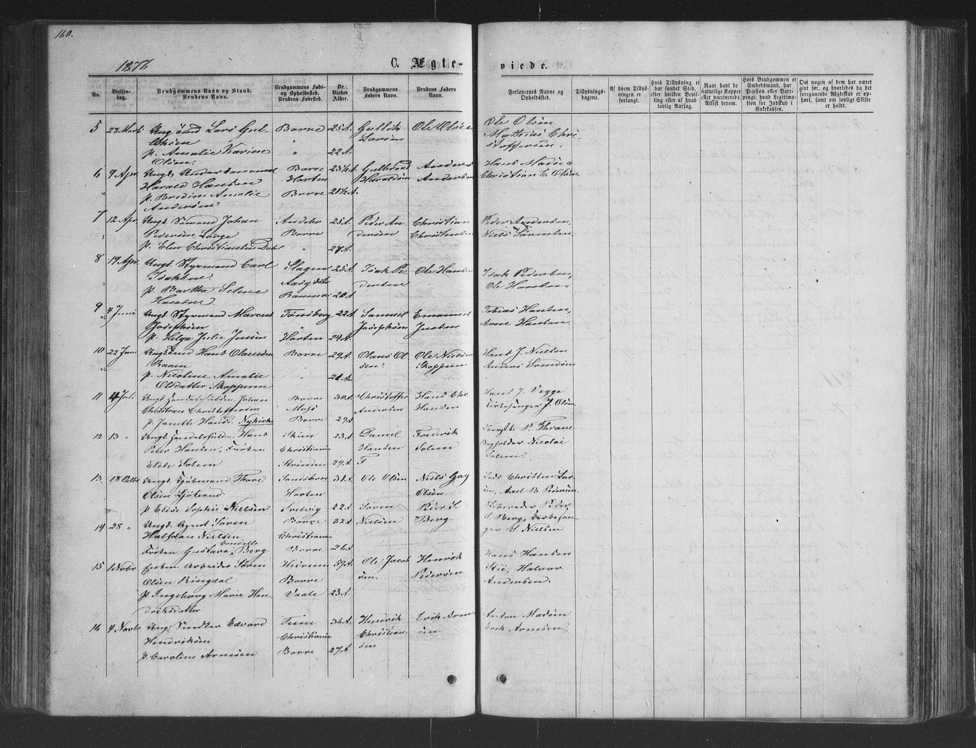 Borre kirkebøker, AV/SAKO-A-338/G/Ga/L0003: Parish register (copy) no. I 3, 1871-1892, p. 160