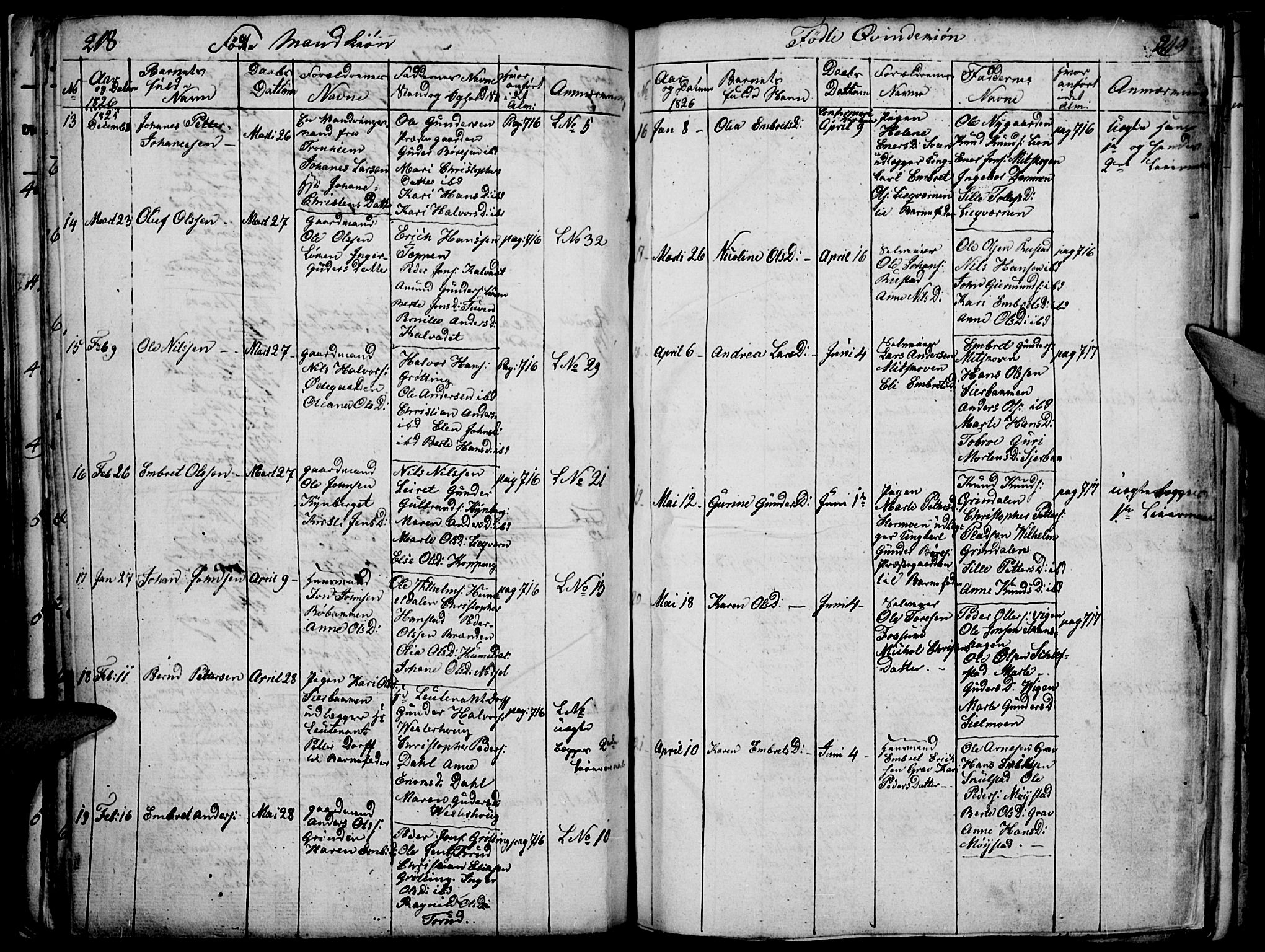 Elverum prestekontor, AV/SAH-PREST-044/H/Ha/Haa/L0007: Parish register (official) no. 7, 1815-1830, p. 218-219