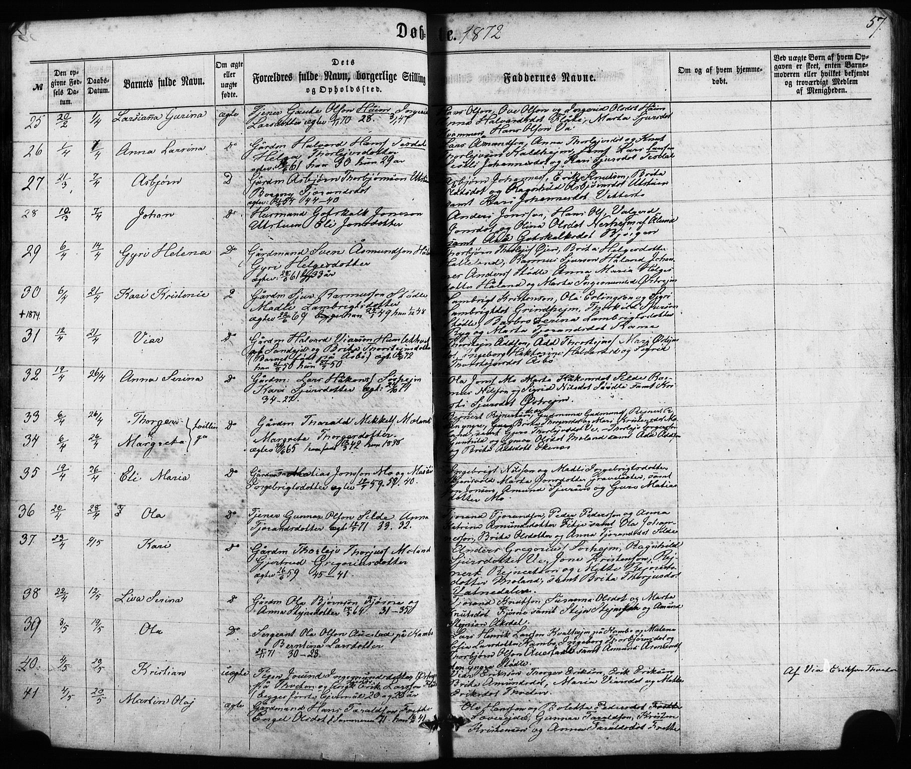 Etne sokneprestembete, SAB/A-75001/H/Haa: Parish register (official) no. A 9, 1862-1878, p. 57