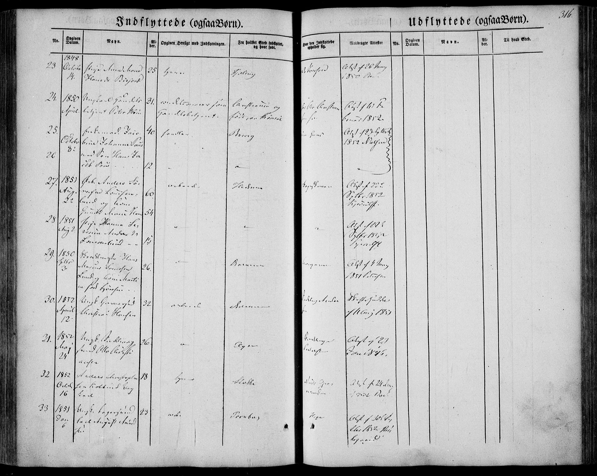 Larvik kirkebøker, AV/SAKO-A-352/F/Fa/L0003: Parish register (official) no. I 3, 1848-1856, p. 316