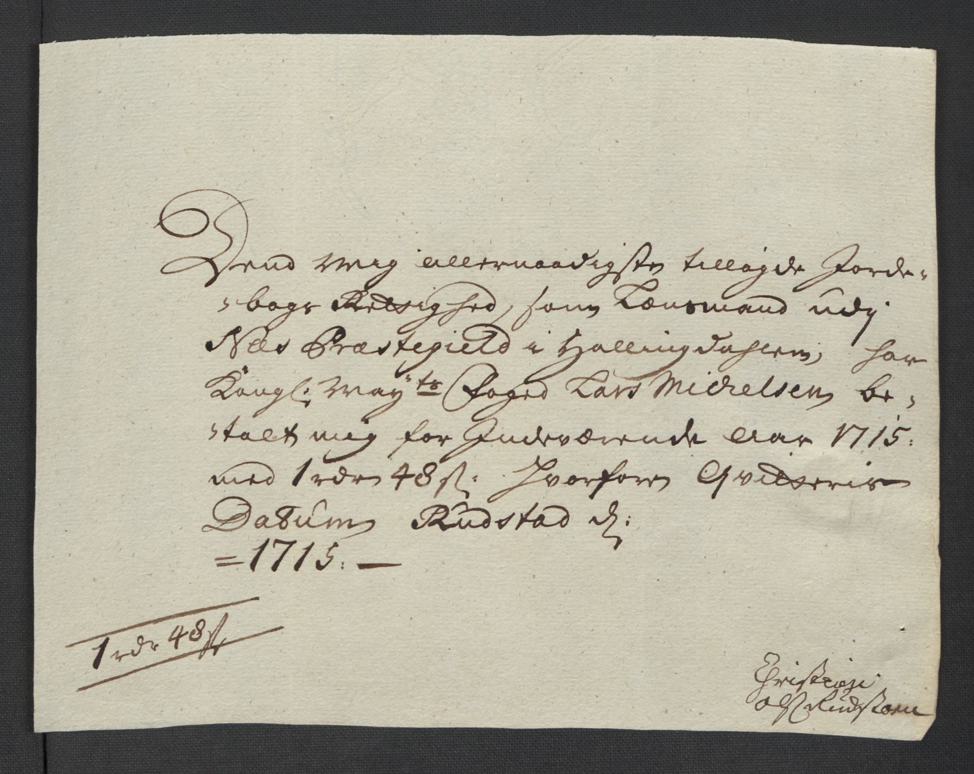 Rentekammeret inntil 1814, Reviderte regnskaper, Fogderegnskap, RA/EA-4092/R23/L1473: Fogderegnskap Ringerike og Hallingdal, 1715, p. 252