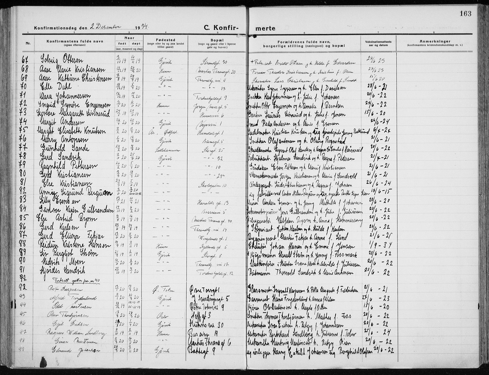 Vardal prestekontor, AV/SAH-PREST-100/H/Ha/Haa/L0015: Parish register (official) no. 15, 1923-1937, p. 163