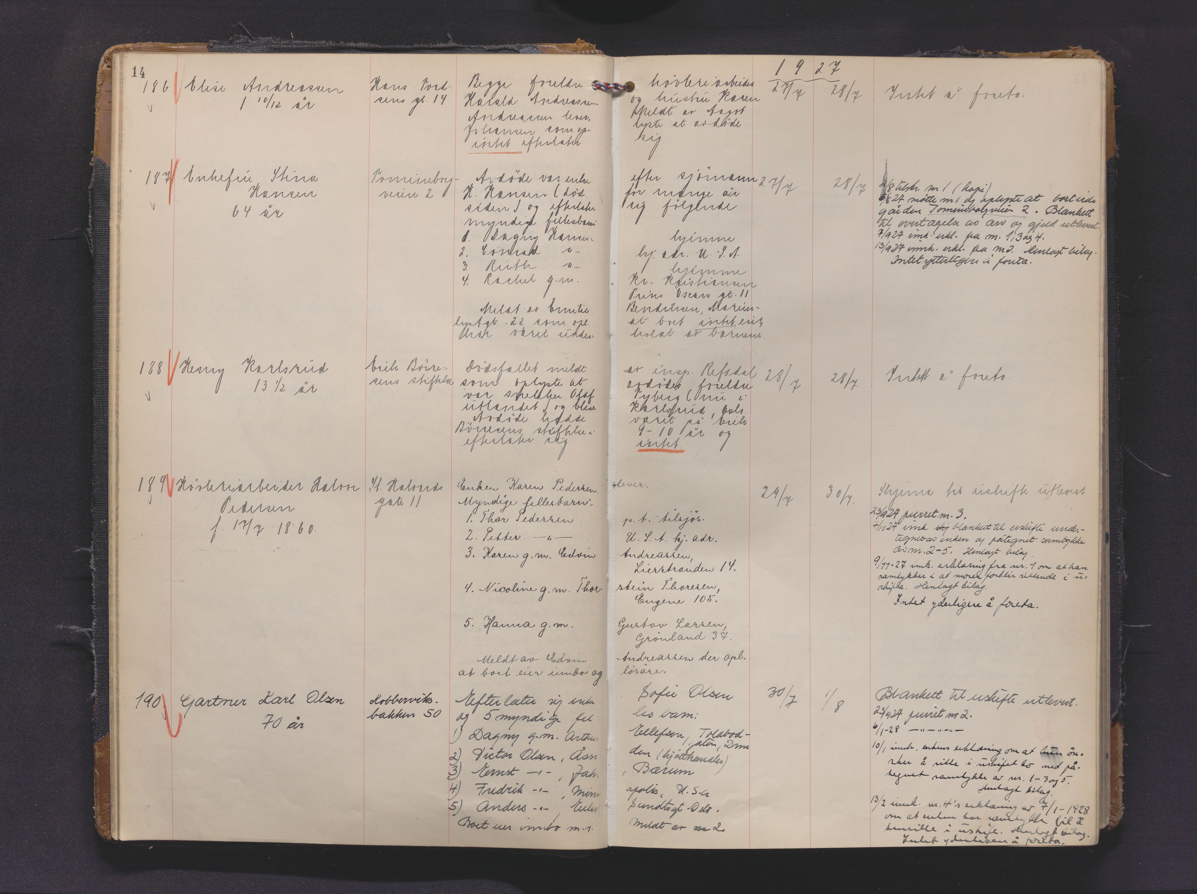 Drammen byfogd, AV/SAKO-A-222/H/Ha/Haa/L0016: Dødsjournal., 1927-1930, p. 14