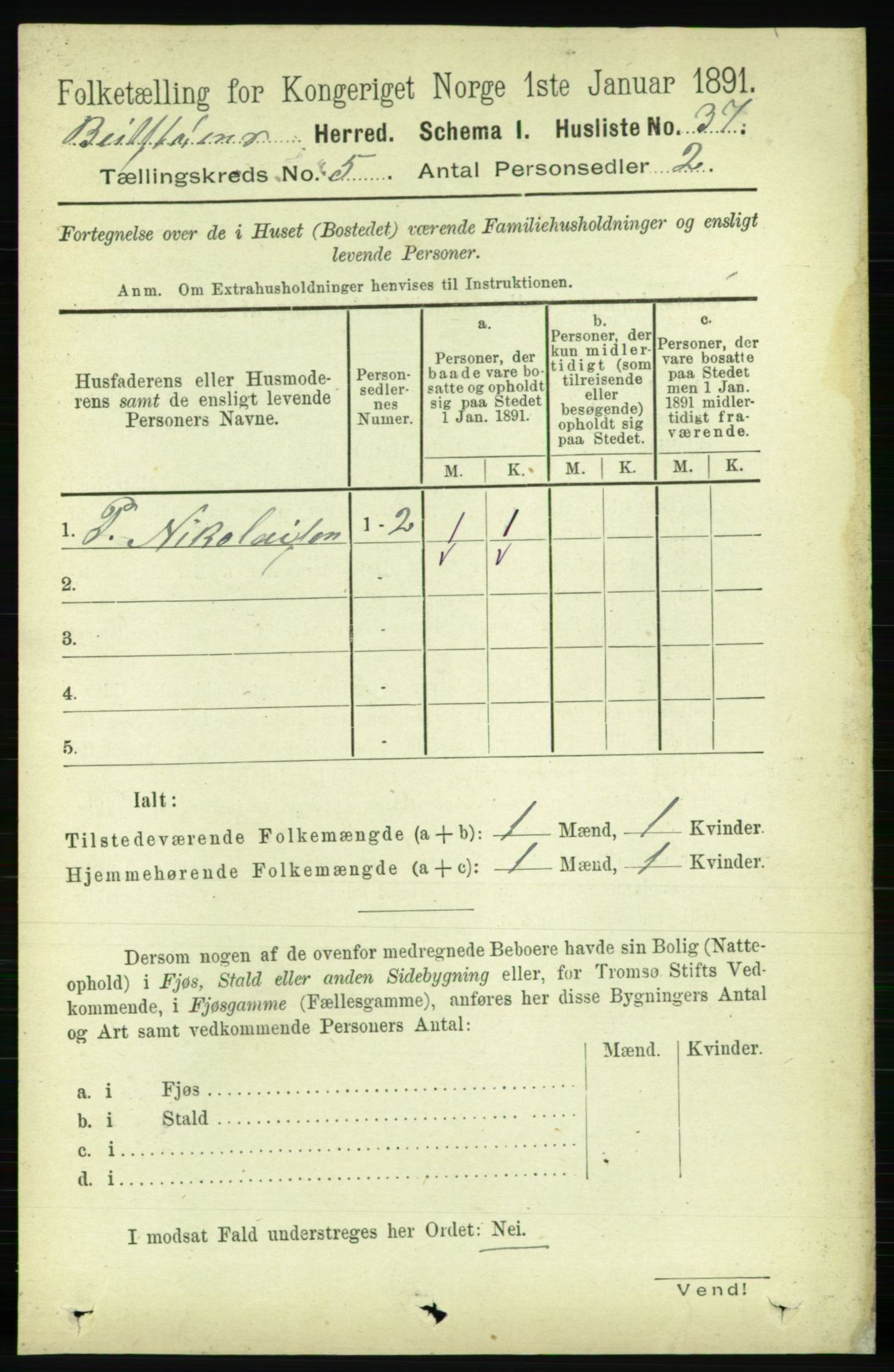 RA, 1891 census for 1727 Beitstad, 1891, p. 1241